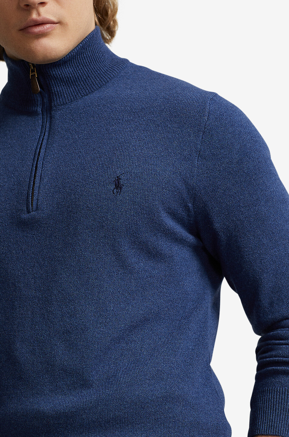 POLO RALPH LAUREN Pony half-zip stand-up collar wool jumper Men MEDIUM BLUE 5