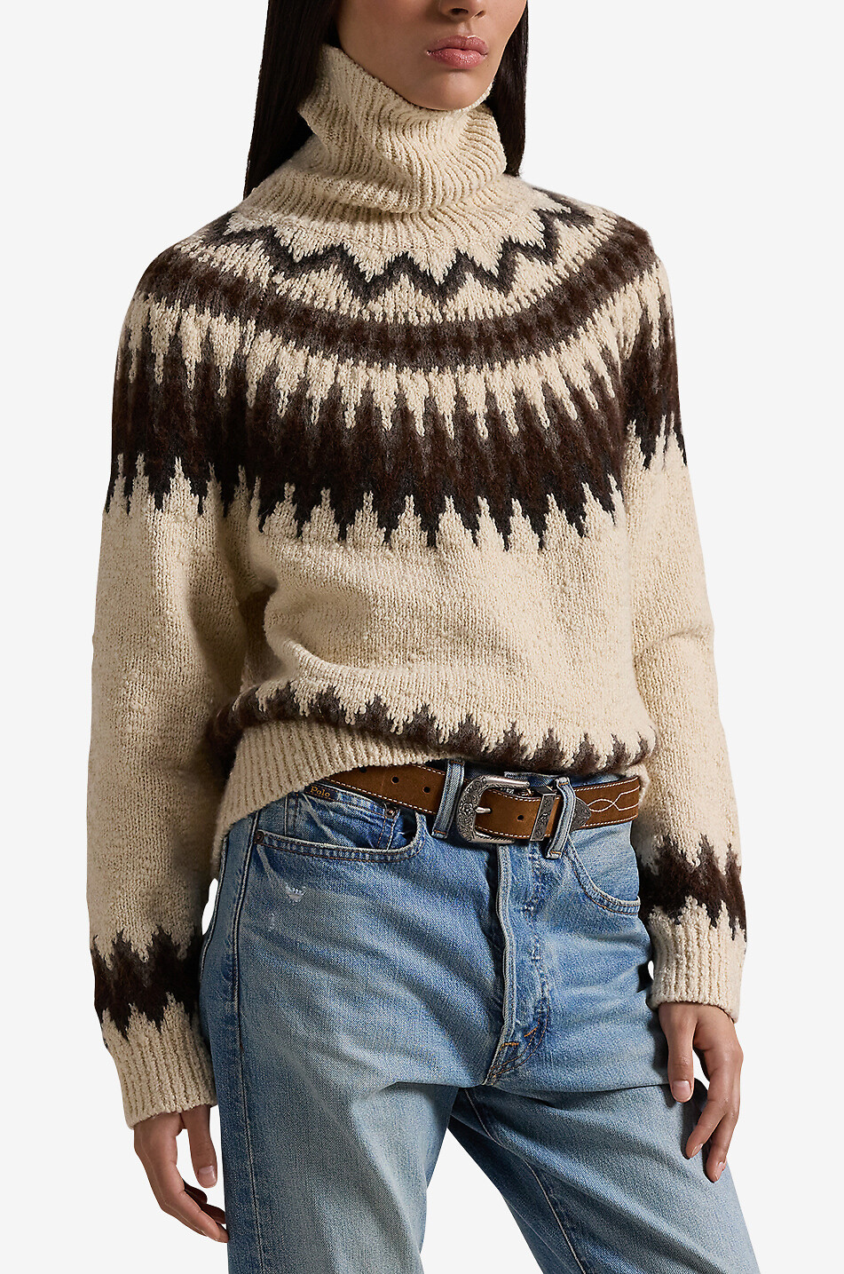 POLO RALPH LAUREN Pull jacquard à col roulé Fair Isle Femme Beige clair 2