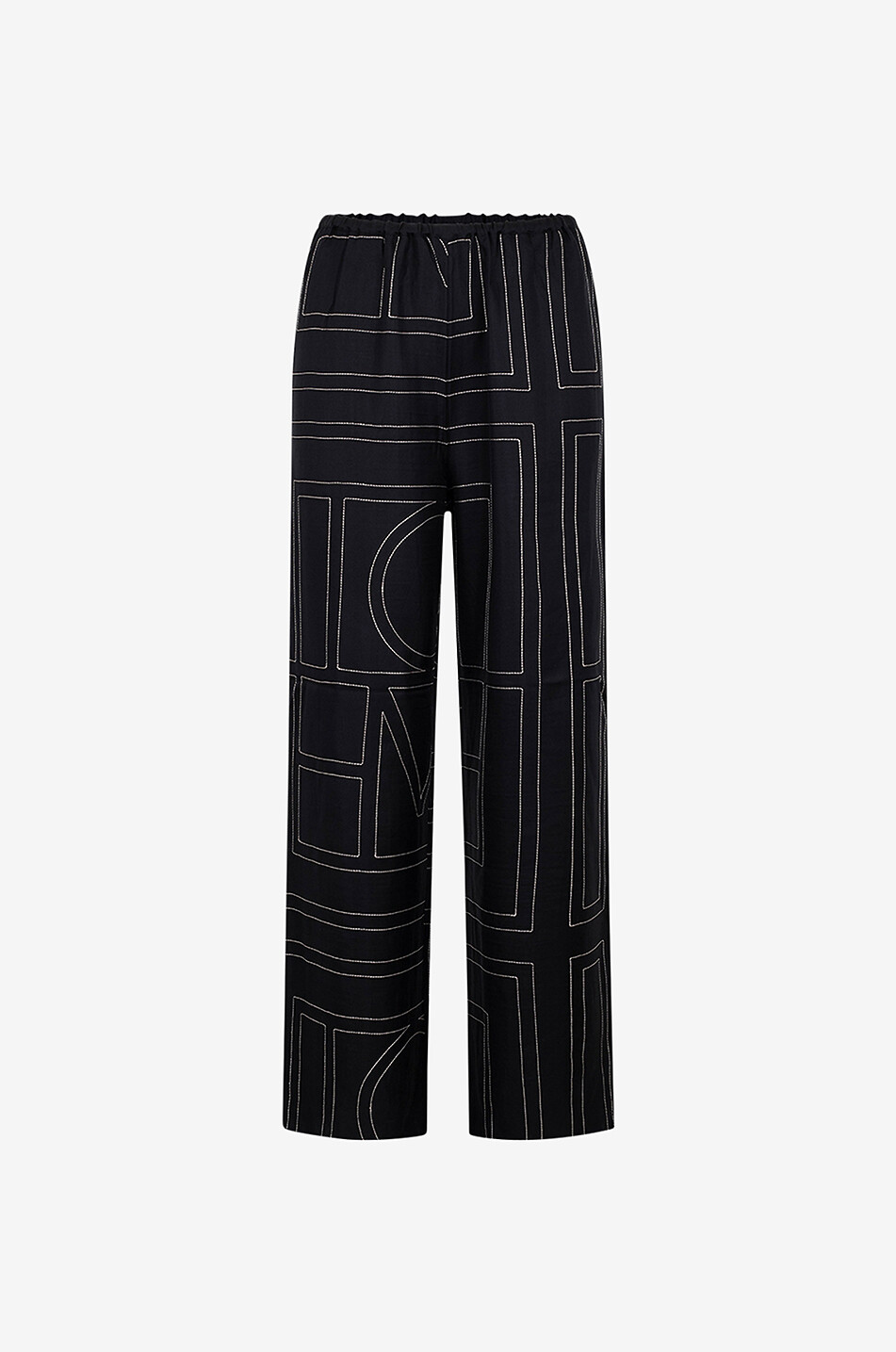 TOTEME PJ monogrammed wide-leg silk trousers Women BLACK 1