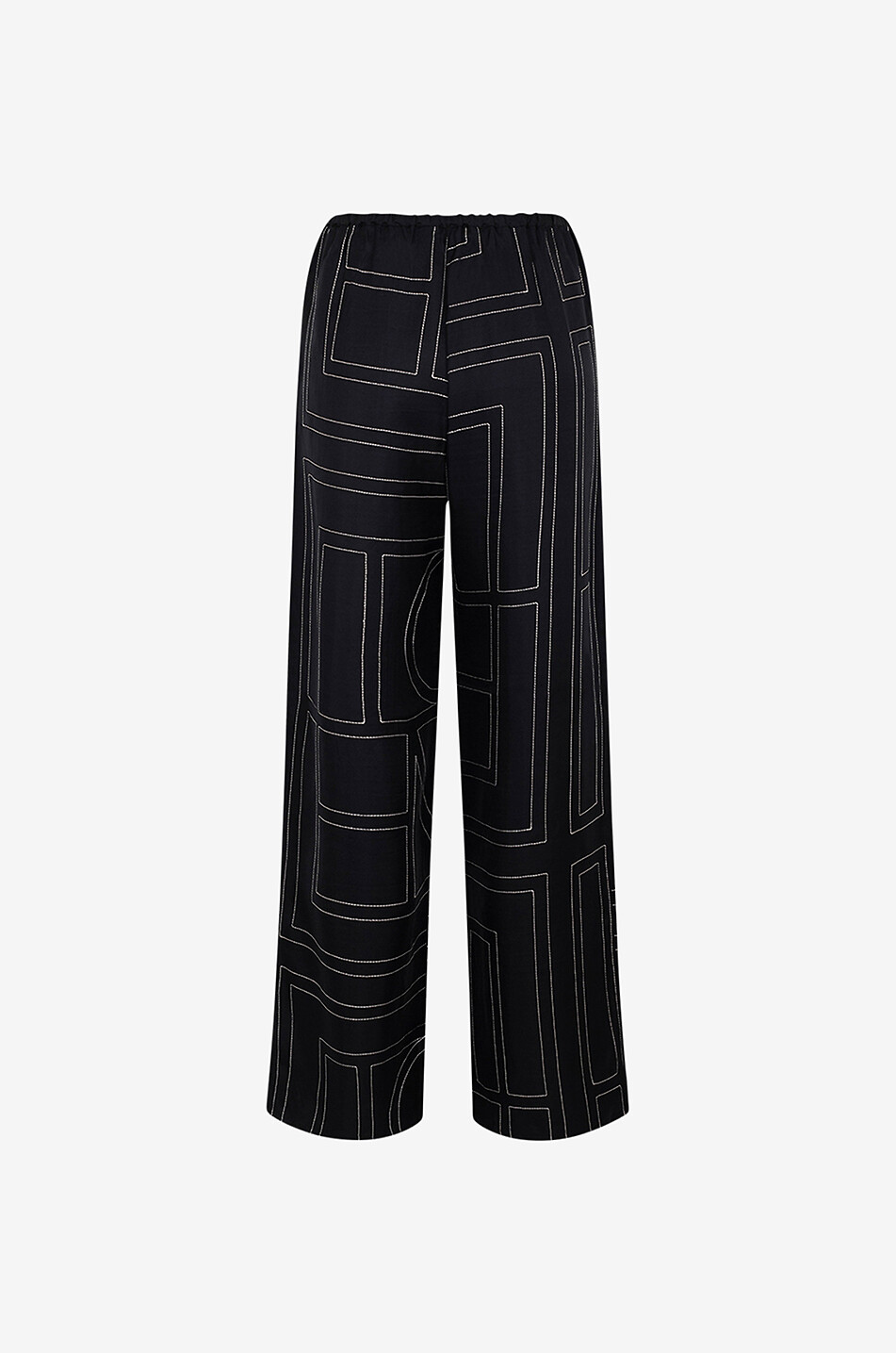 TOTEME PJ monogrammed wide-leg silk trousers Women BLACK 2