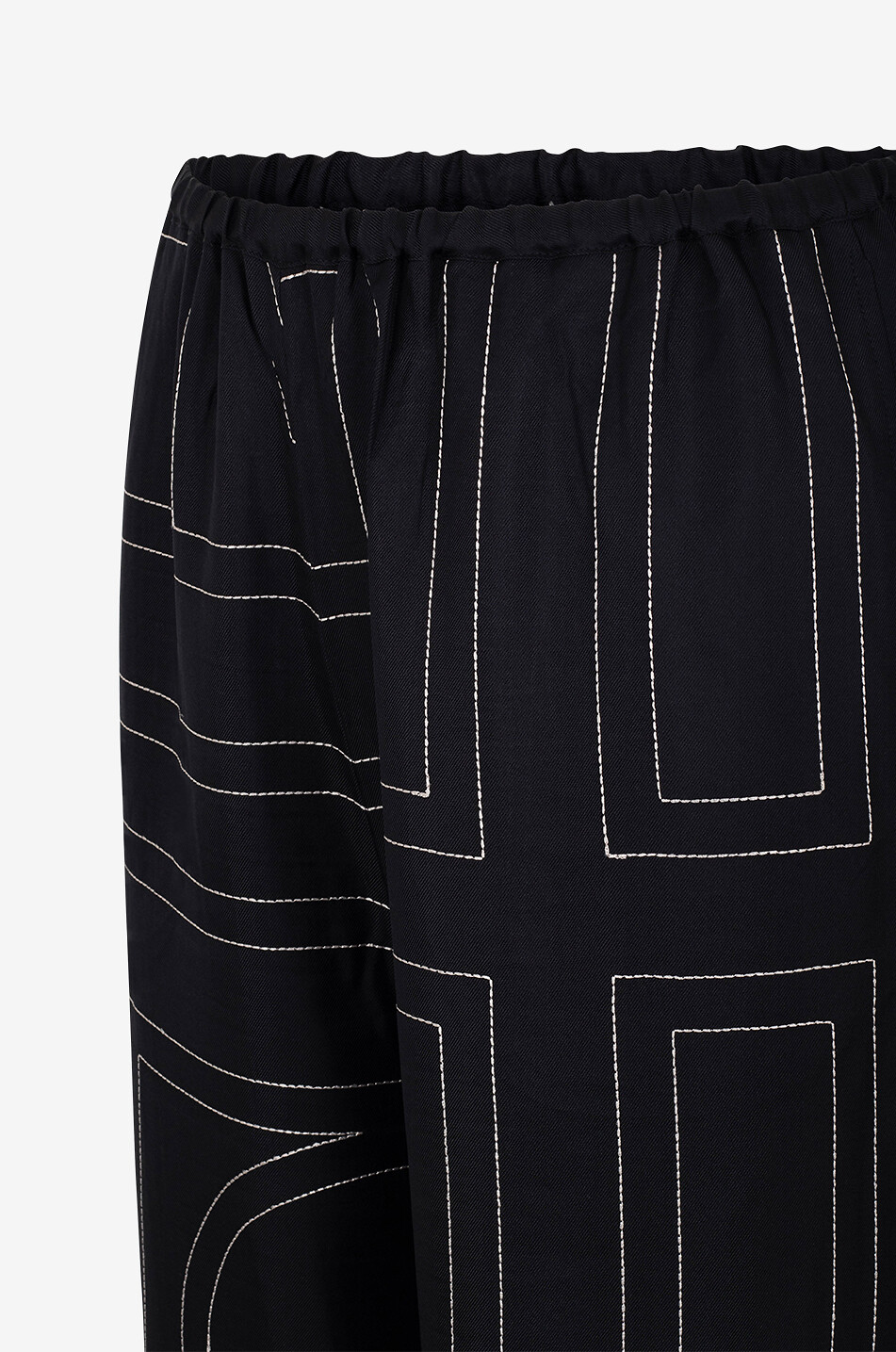 TOTEME PJ monogrammed wide-leg silk trousers Women BLACK 3