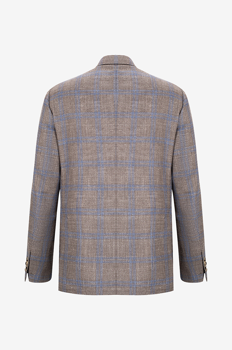 Virgin wool silk and linen checked blazer