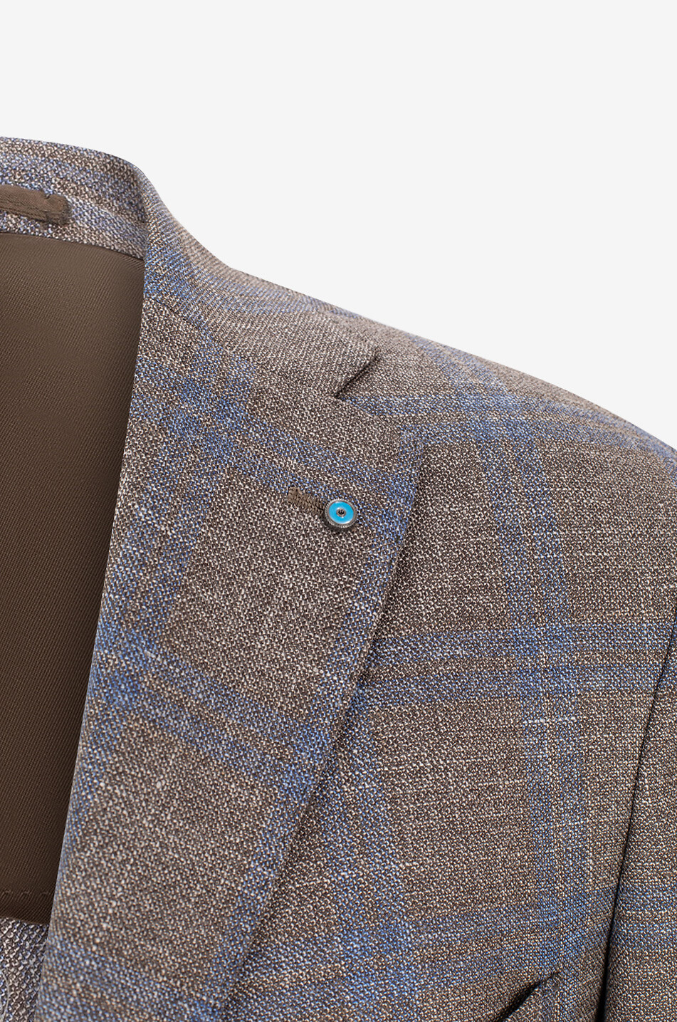 Virgin wool silk and linen checked blazer