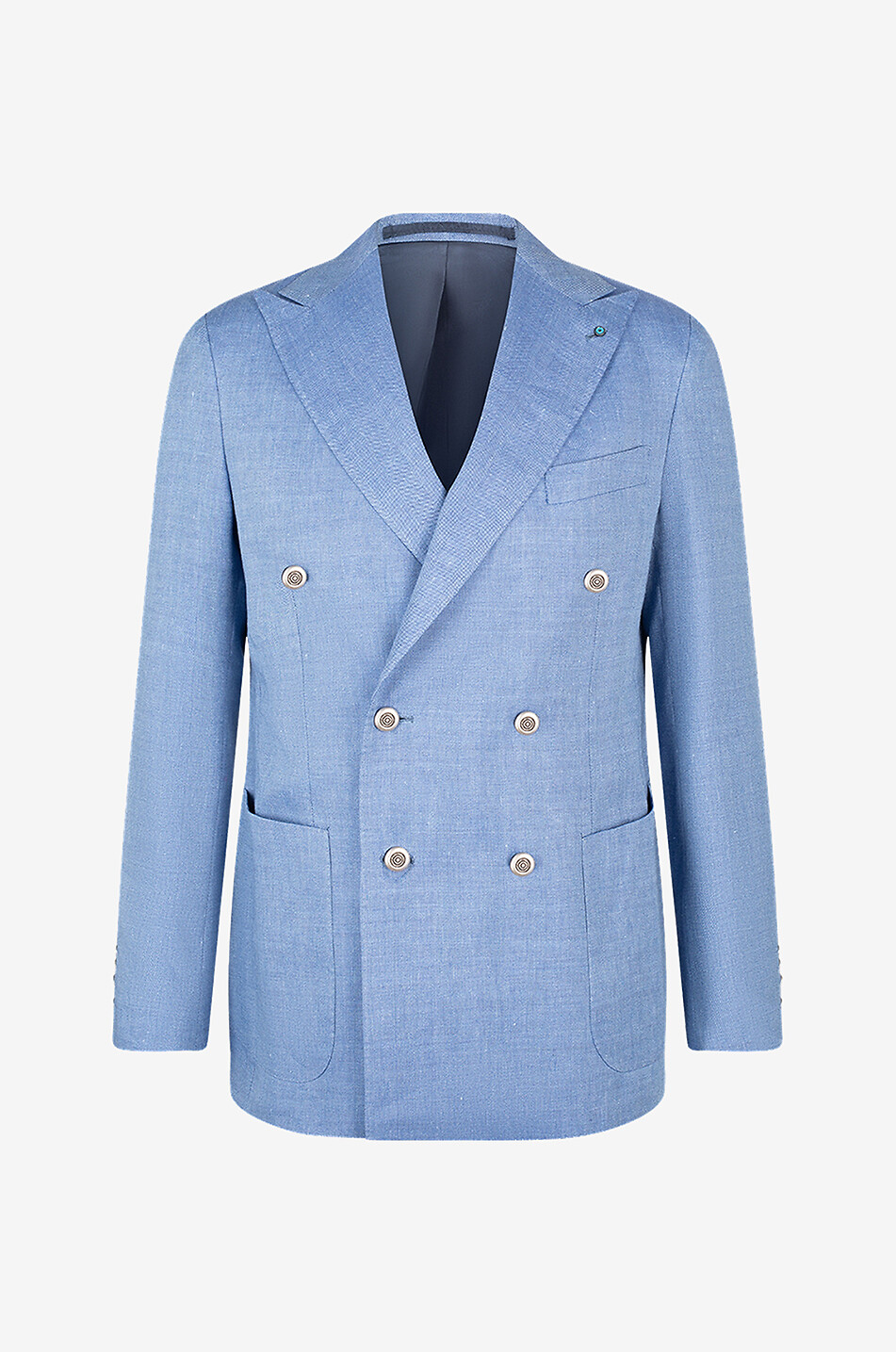 GIAMPAOLO Linen and virgin wool double-breasted blazer Men LIGHT BLUE 1