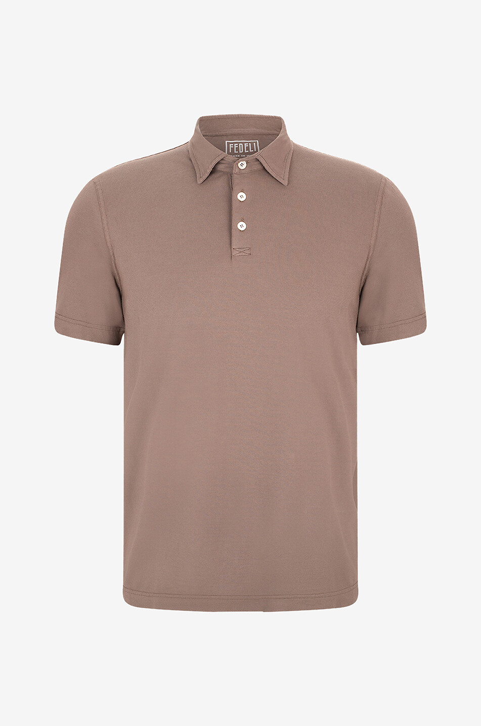 FEDELI Alby Iconic cotton polo shirt Men DARK BROWN 1