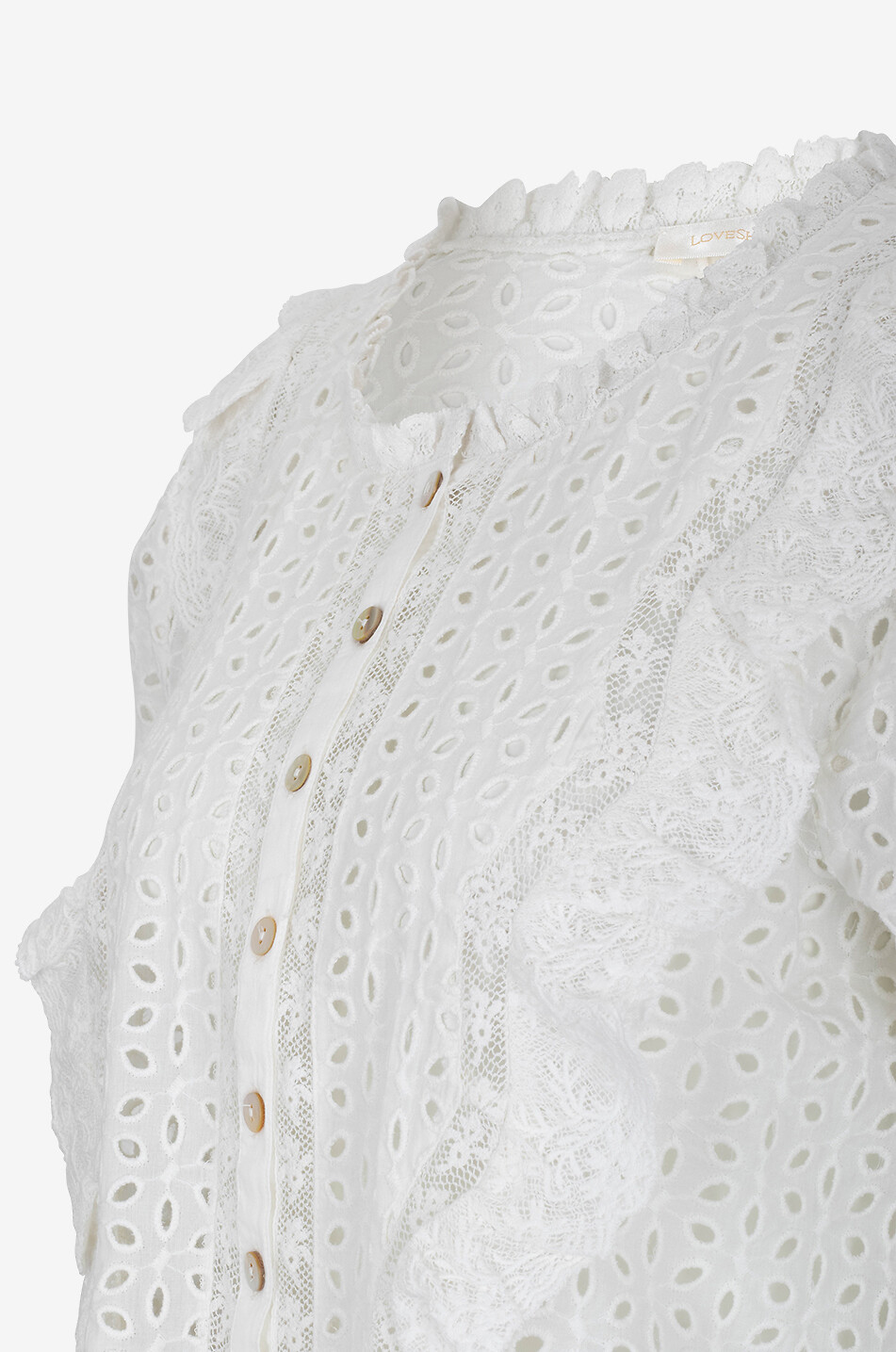 LOVESHACKFANCY Brightlin openwork embroidered cotton blouse Women WHITE 3