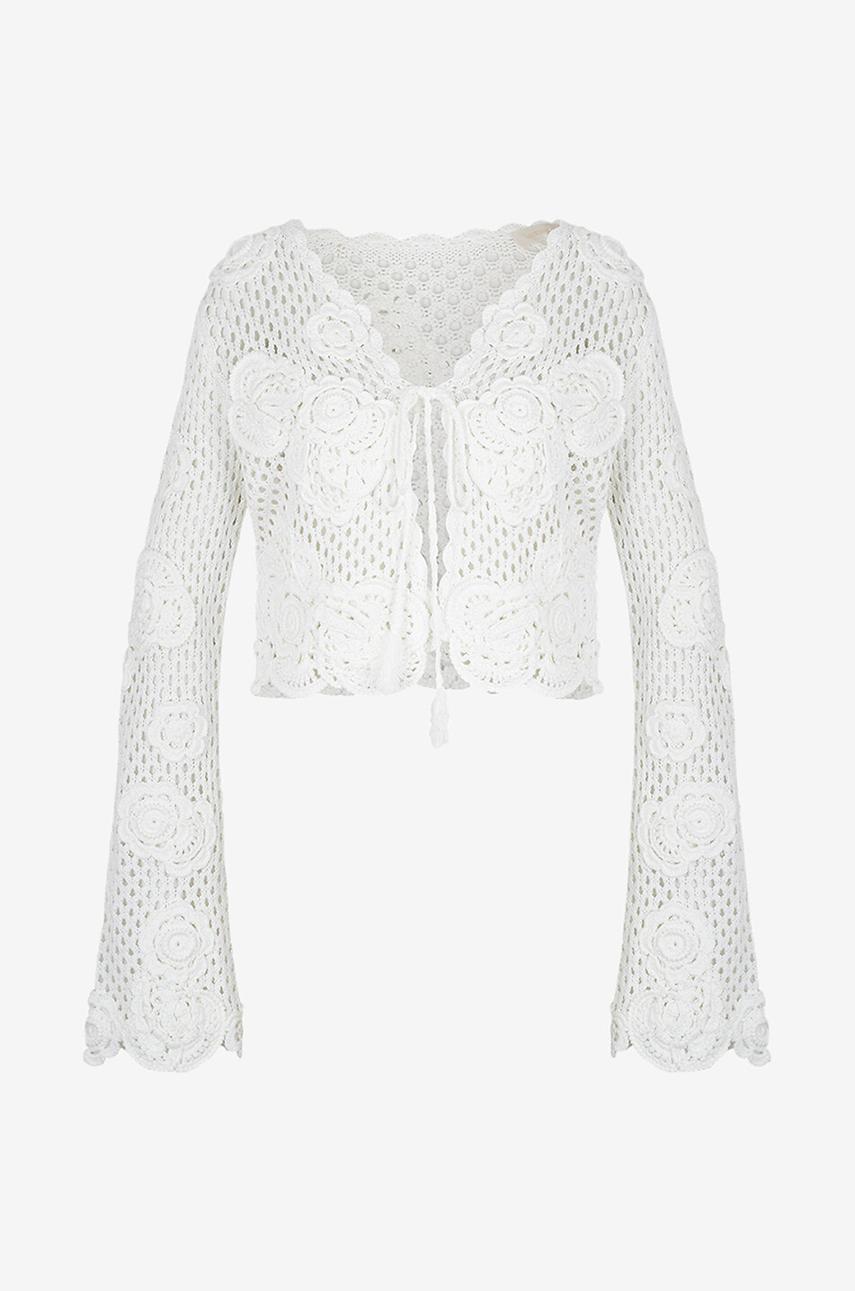 LOVESHACKFANCY Kylan crochet cotton cardigan Women WHITE 1
