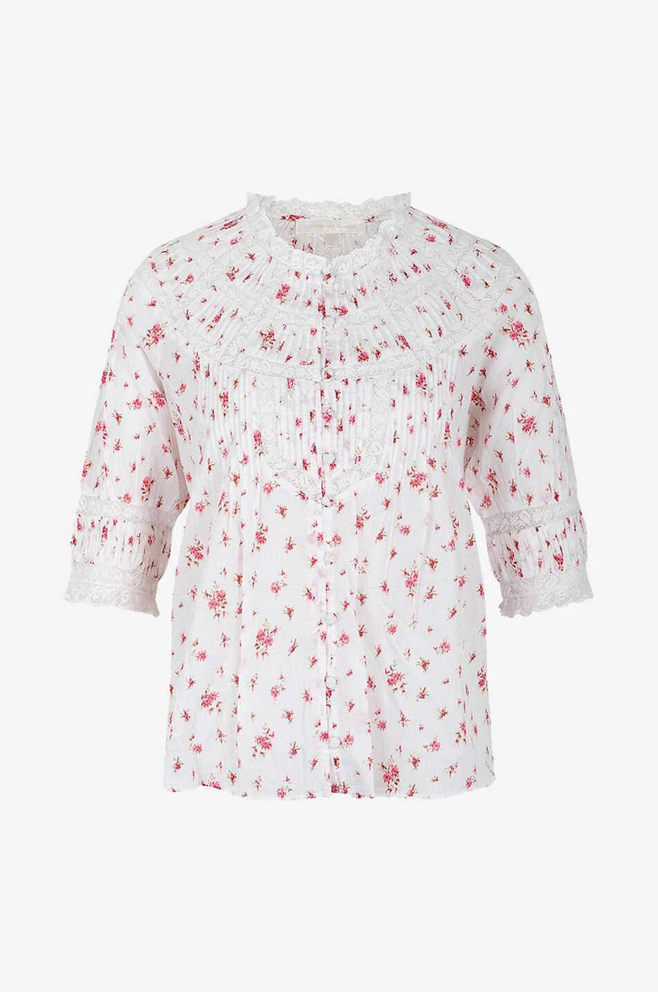 LOVESHACKFANCY Top aus geblümter Baumwolle und Spitze Lorado Damen ROSA 1