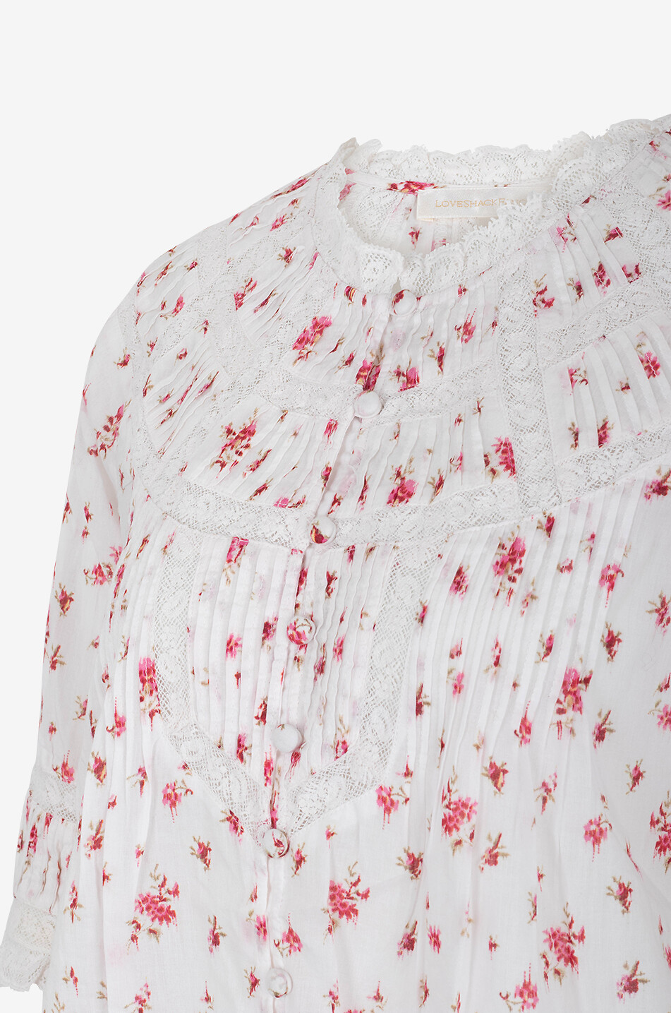 LOVESHACKFANCY Top aus geblümter Baumwolle und Spitze Lorado Damen ROSA 3