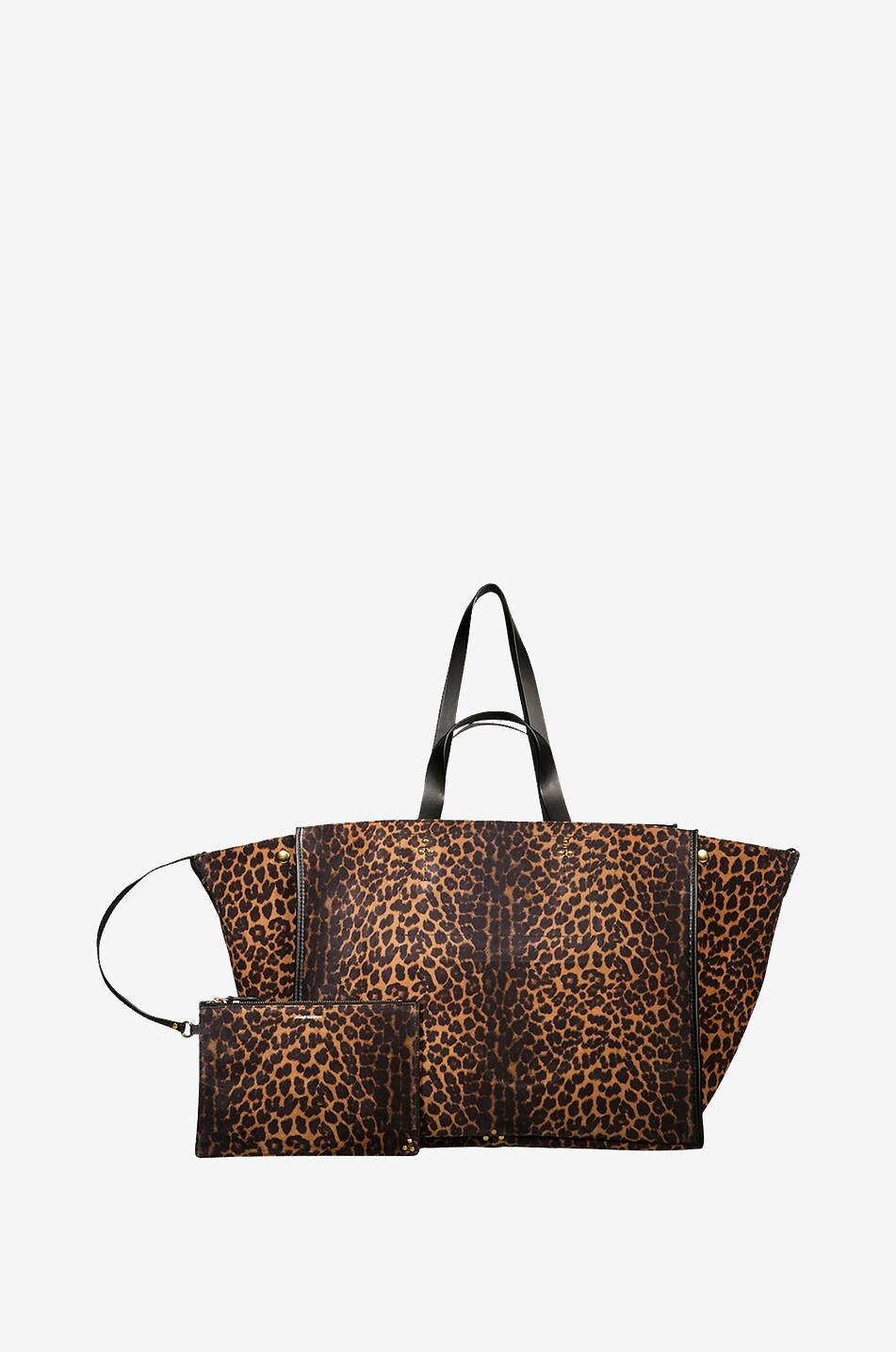 JEROME DREYFUSS Sac cabas en cuir velours imprimé léopard Léon L Femme MARRON 1