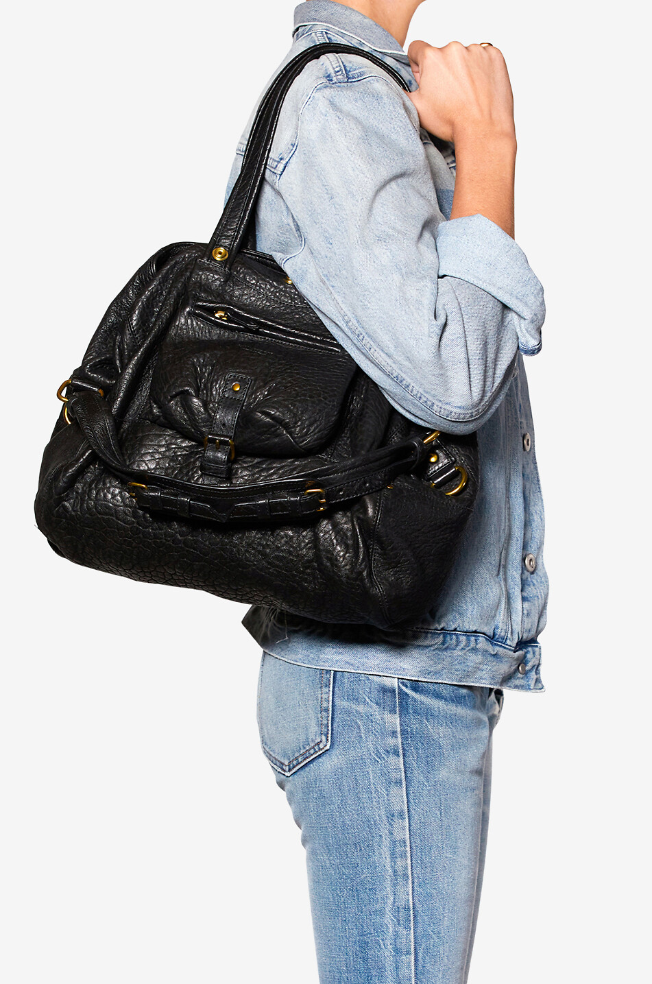 JEROME DREYFUSS Sac porté épaule en cuir d'agneau bubble Billy M Femme NOIR 3