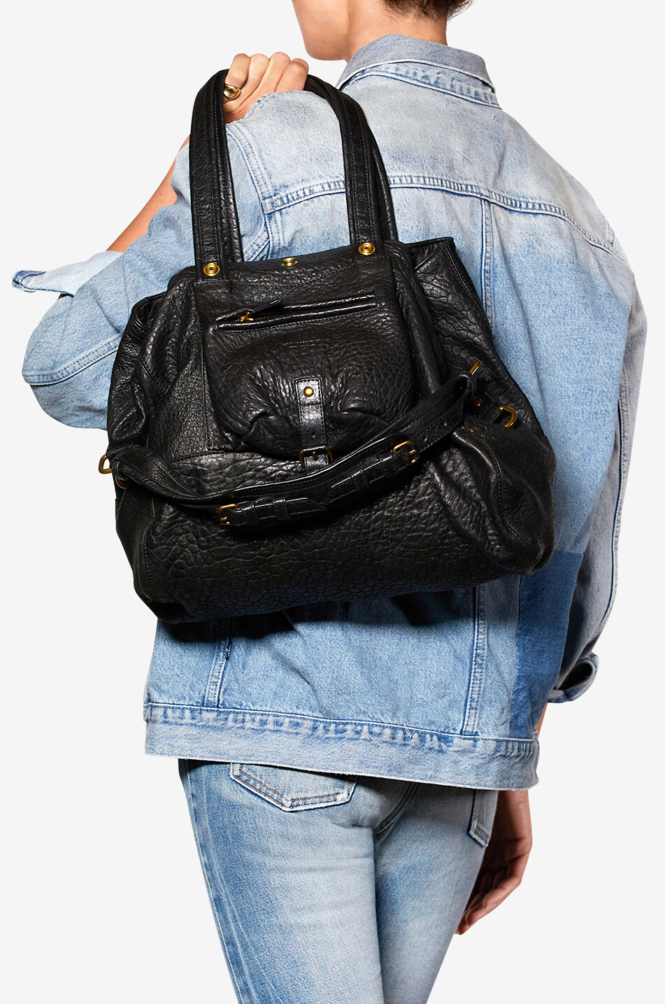 JEROME DREYFUSS Sac porté épaule en cuir d'agneau bubble Billy M Femme NOIR 4