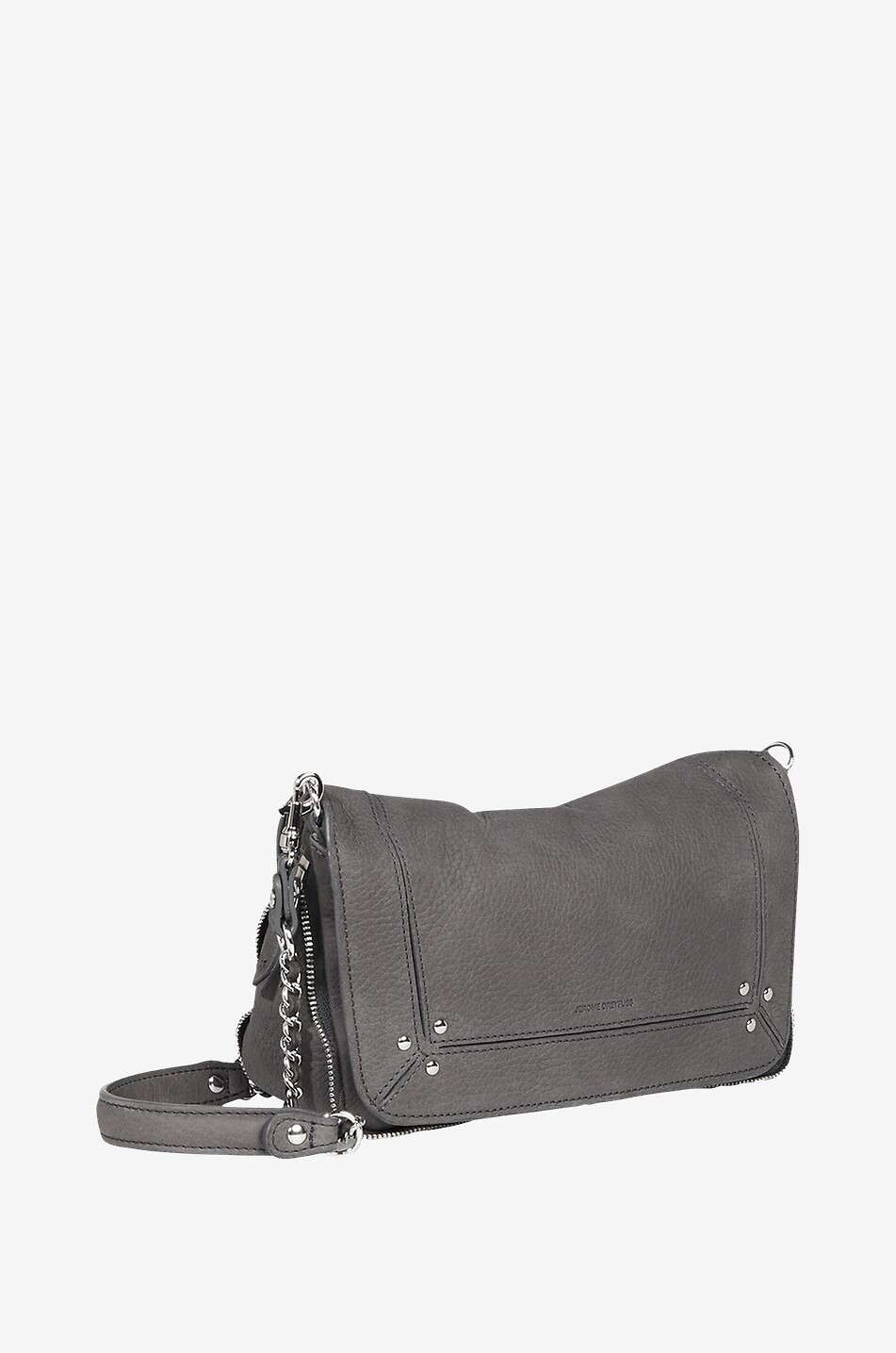 JEROME DREYFUSS Sac porté épaule en cuir grainé Bobi S Femme GRIS FONCÉ 2