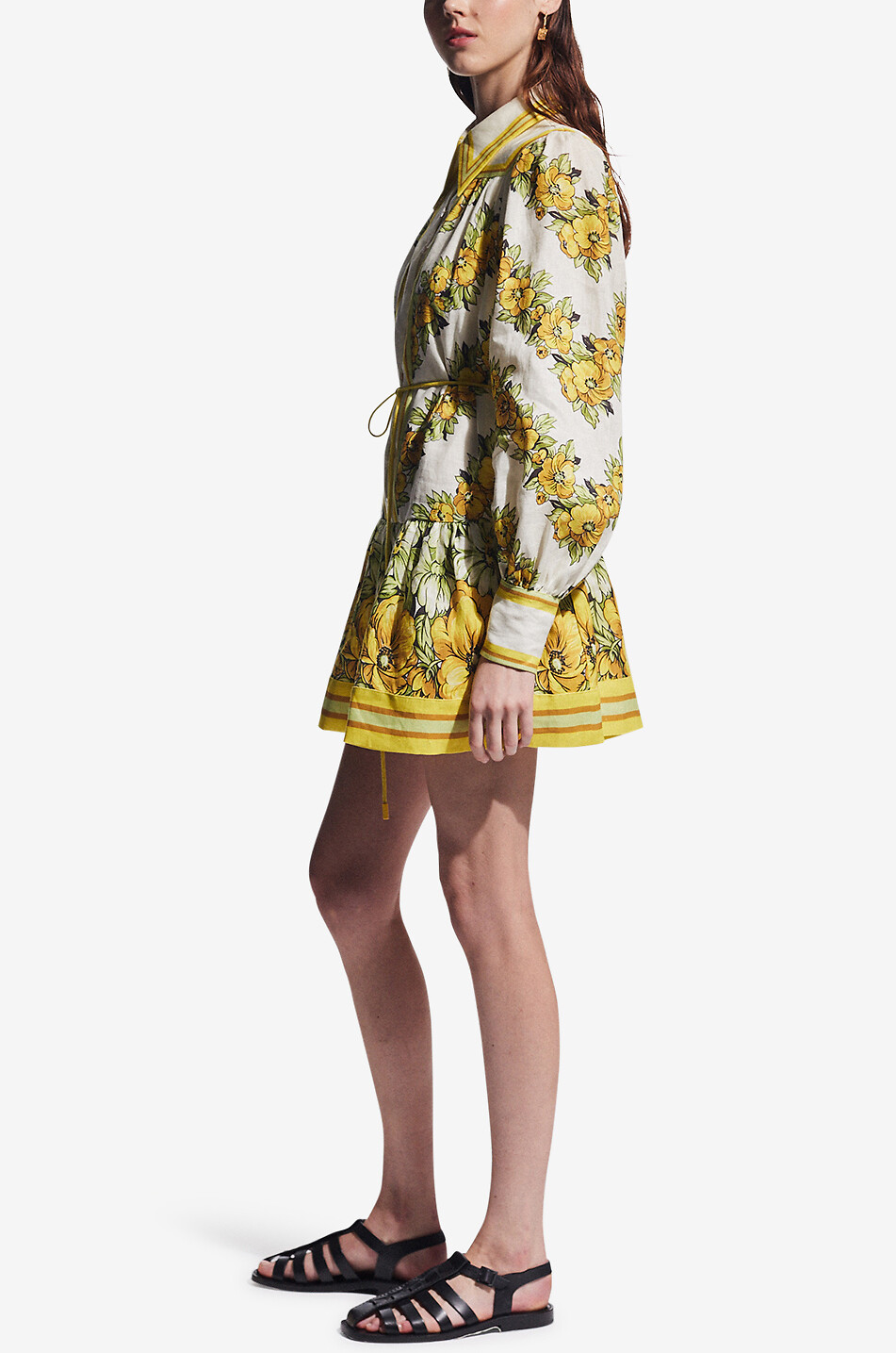 Mini robe chemise en lin Gisela
