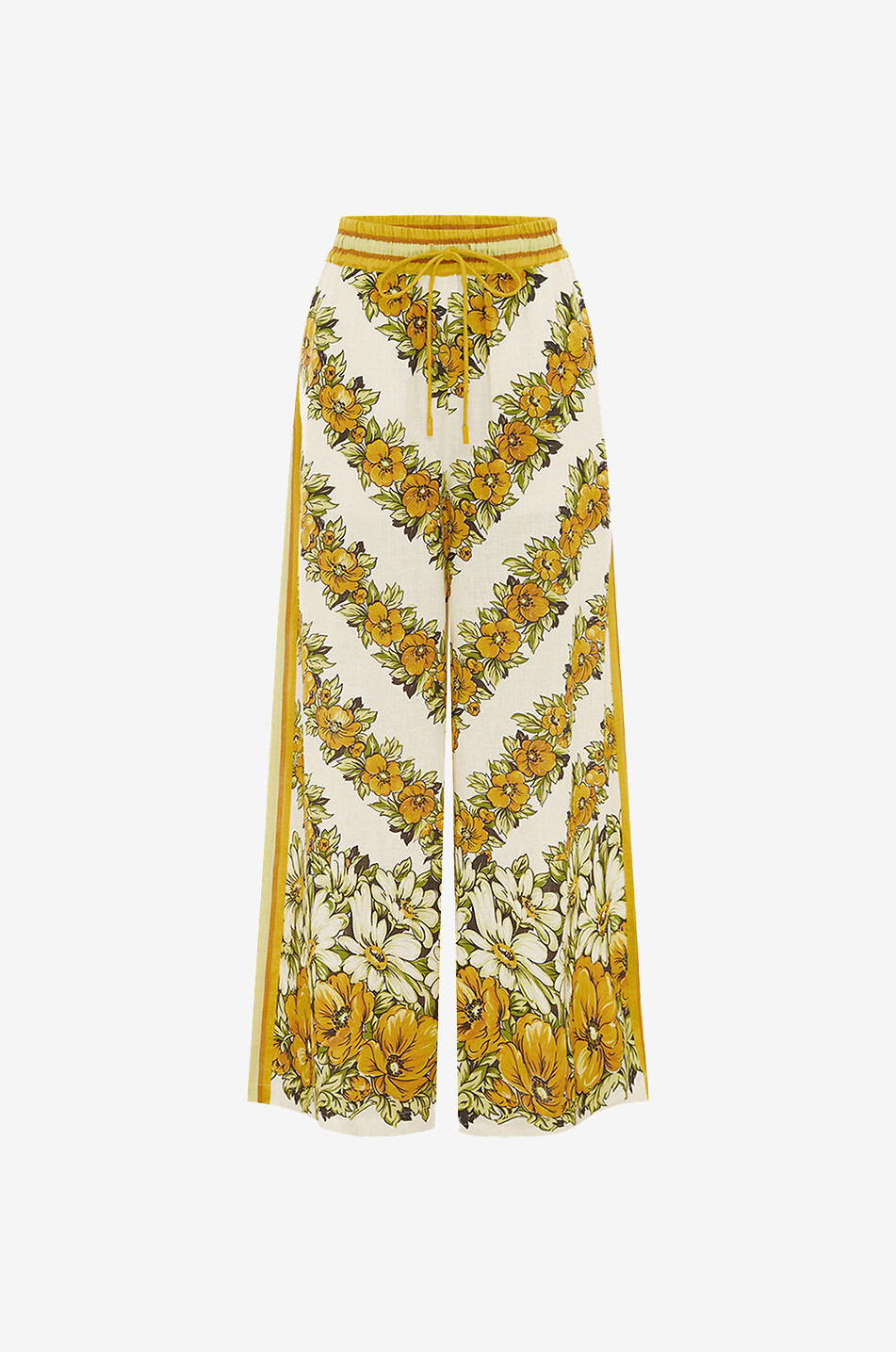 ALEMAIS Weite Hose aus geblümtem Leinen Gisela Damen GELB 1