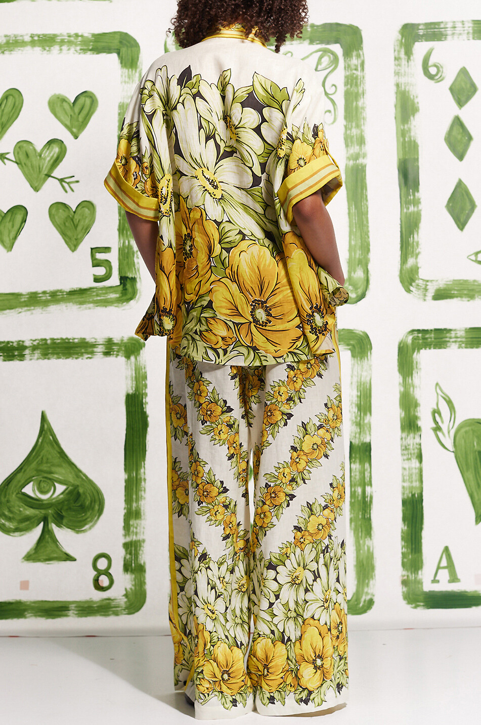 ALEMAIS Weite Hose aus geblümtem Leinen Gisela Damen GELB 3