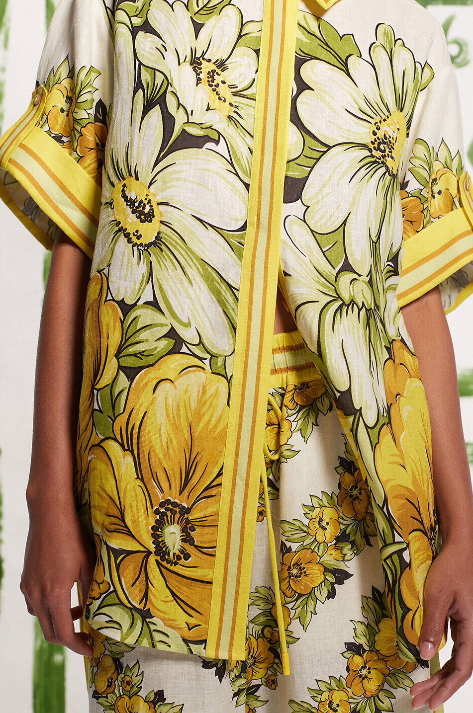 ALEMAIS Gisela floral linen wide-leg trousers Women YELLOW 5