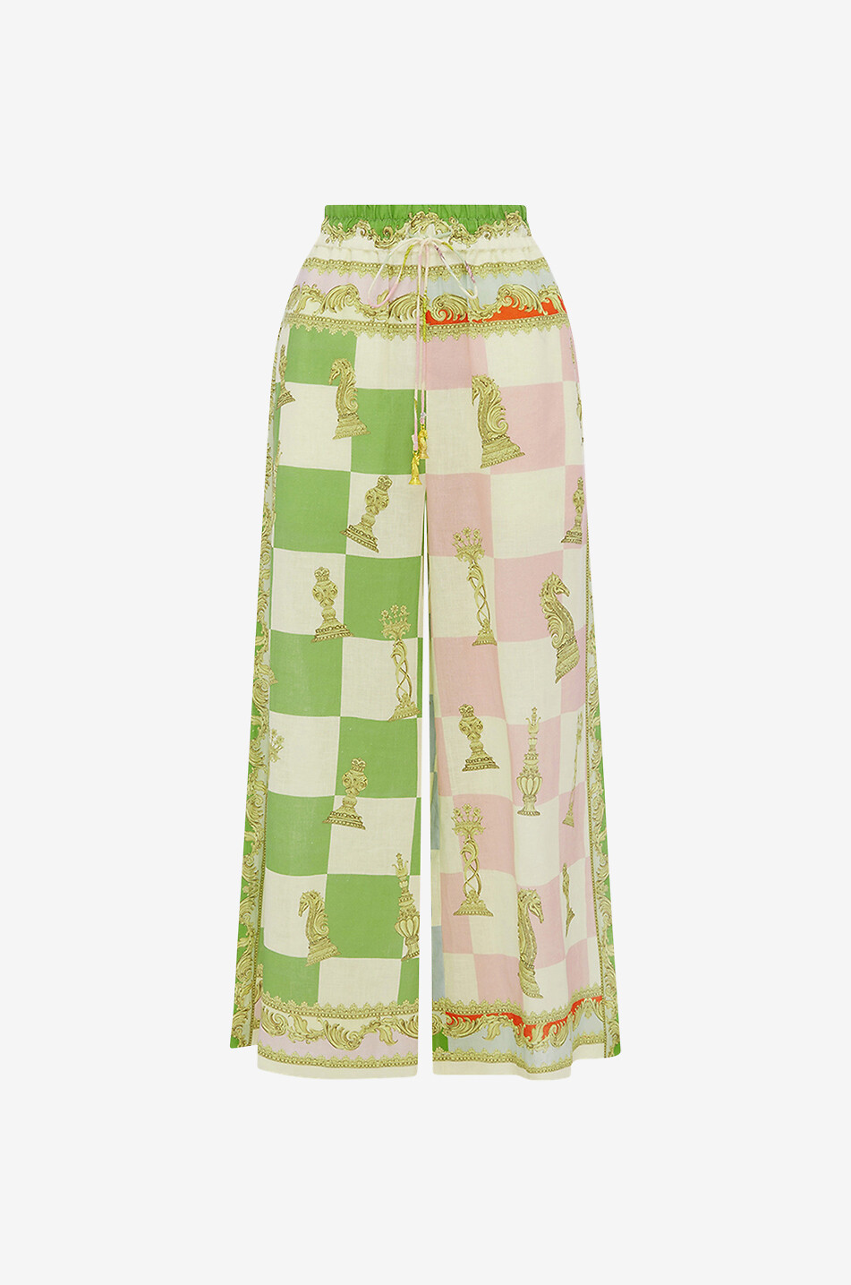 Checkmate cropped wide-leg linen trousers