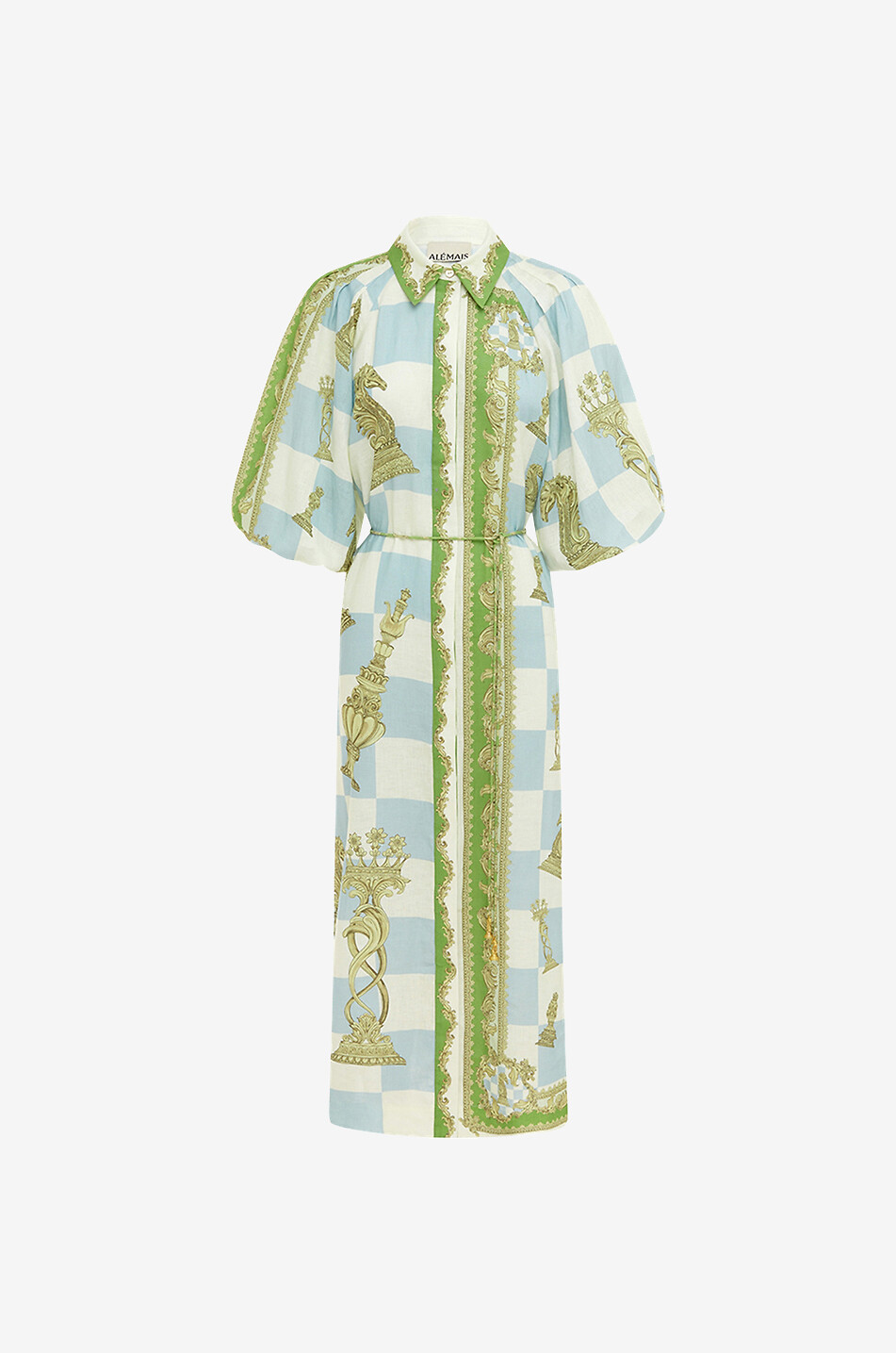 ALEMAIS Langes Leinen-Hemdkleid Checkmate Damen BUNT 1