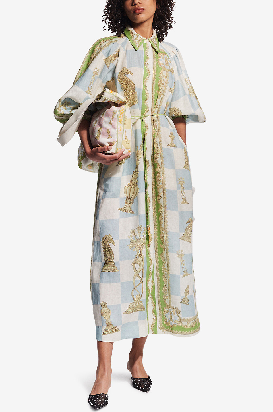 ALEMAIS Langes Leinen-Hemdkleid Checkmate Damen BUNT 2