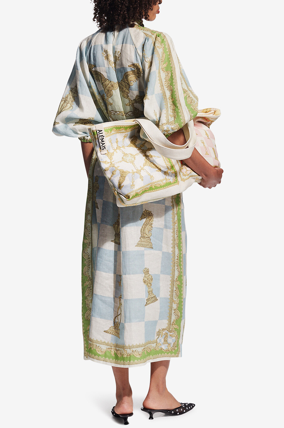 ALEMAIS Langes Leinen-Hemdkleid Checkmate Damen BUNT 4