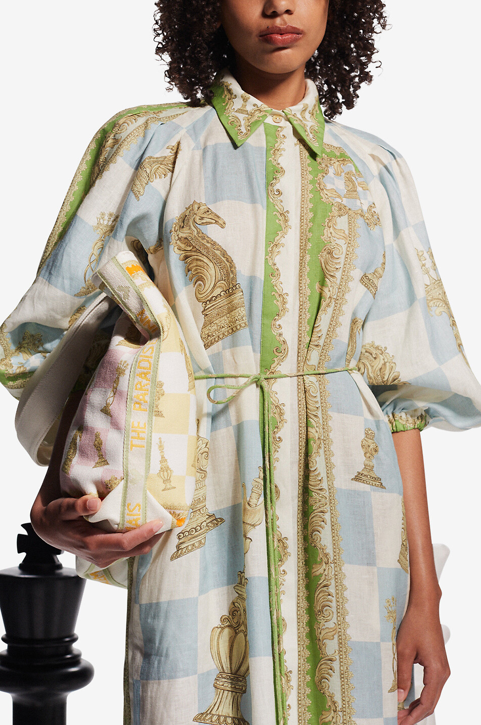 ALEMAIS Langes Leinen-Hemdkleid Checkmate Damen BUNT 5