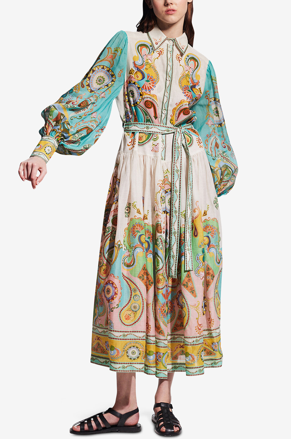 ALEMAIS Robe chemise longue en ramie Pinball Femme MULTICOLORE 2