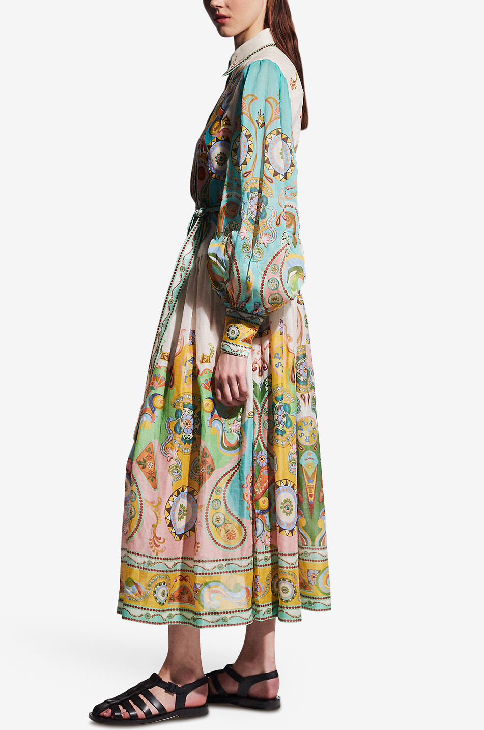 ALEMAIS Robe chemise longue en ramie Pinball Femme MULTICOLORE 3