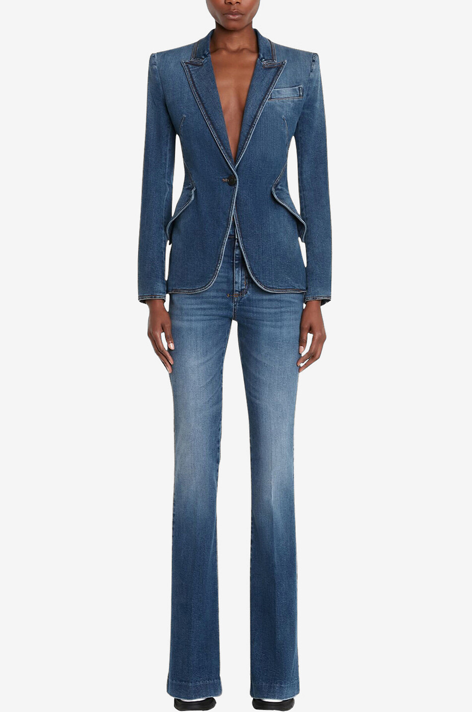 ALEXANDER McQUEEN Blazer cintré en denim Femme BLEU 2