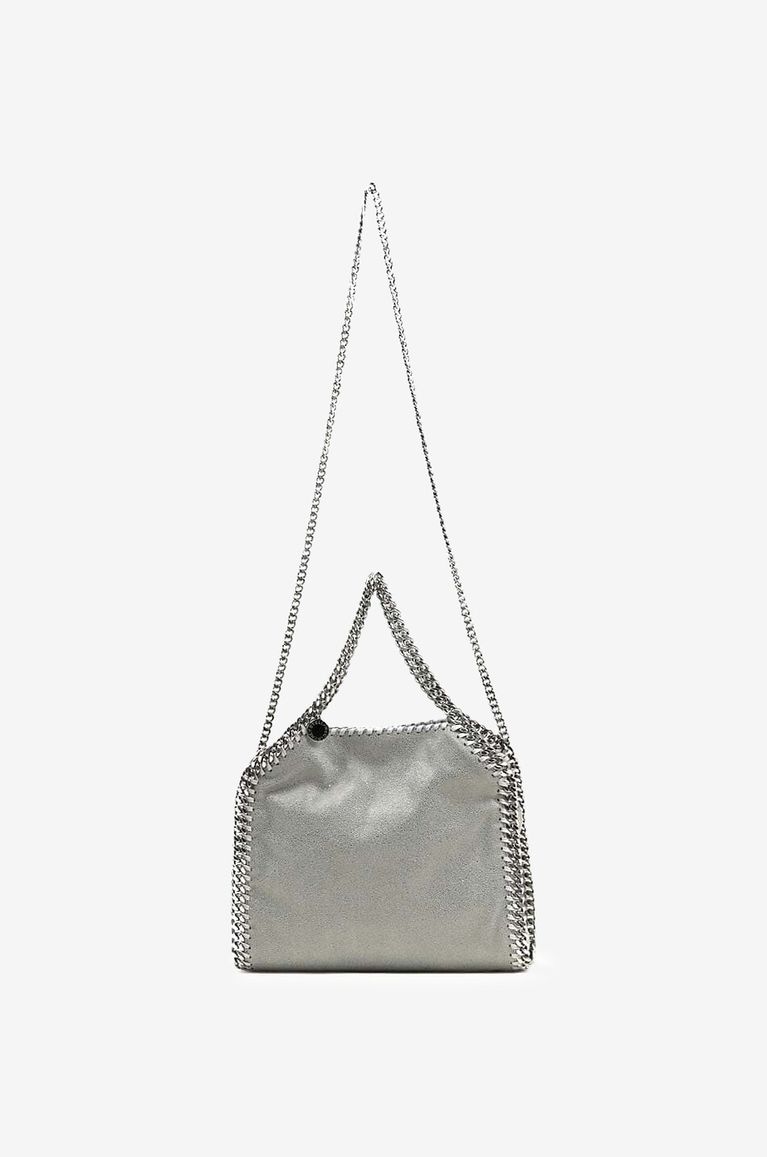 STELLA McCARTNEY Petit sac cabas en daim synthétique Falabella Shaggy Deer Mini Tote Femme GRIS CLAIR 4