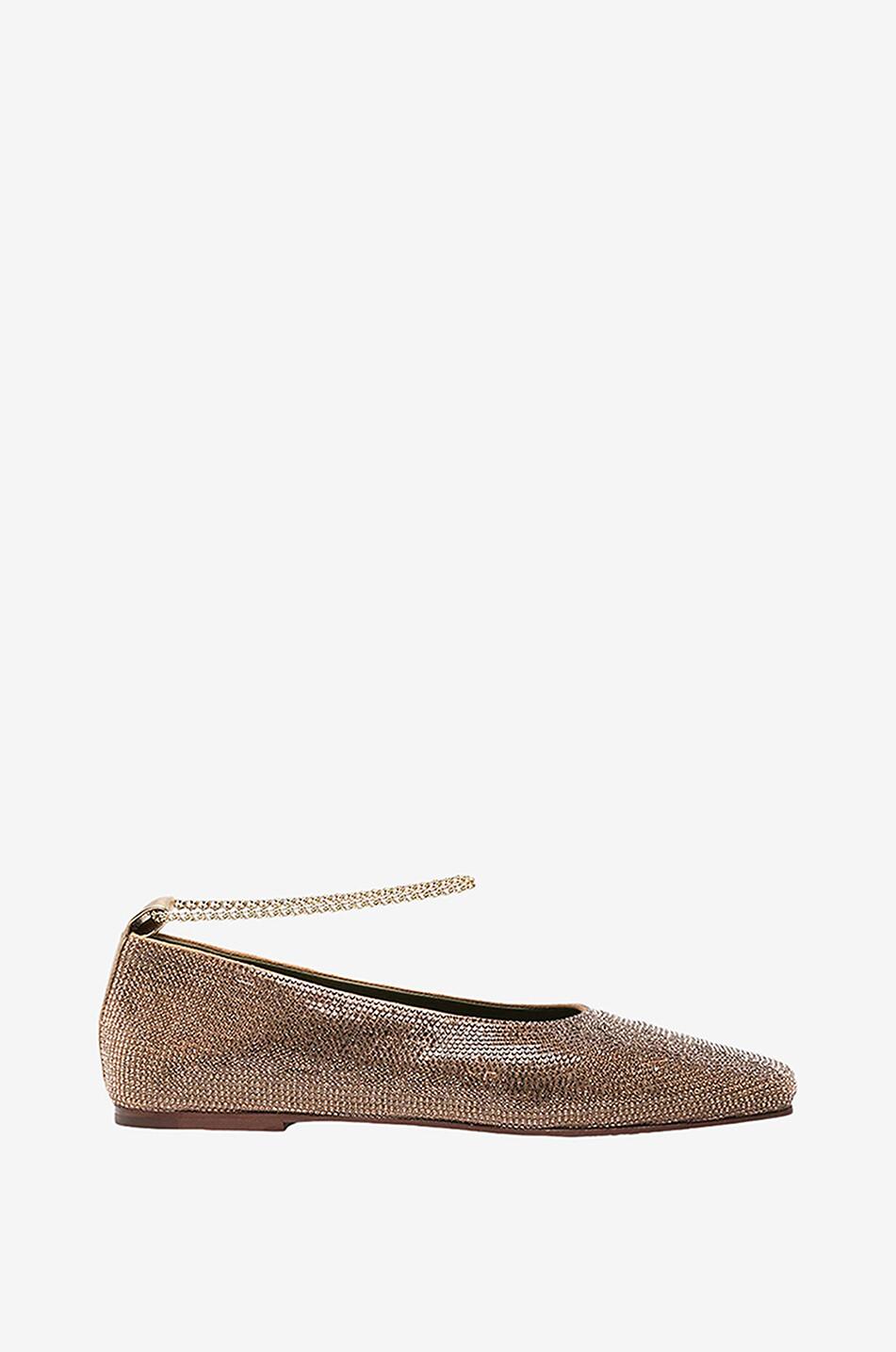 MARIA LUCA Augusta leather and rhinestone ballet flats with chains Women GOLDEN 1