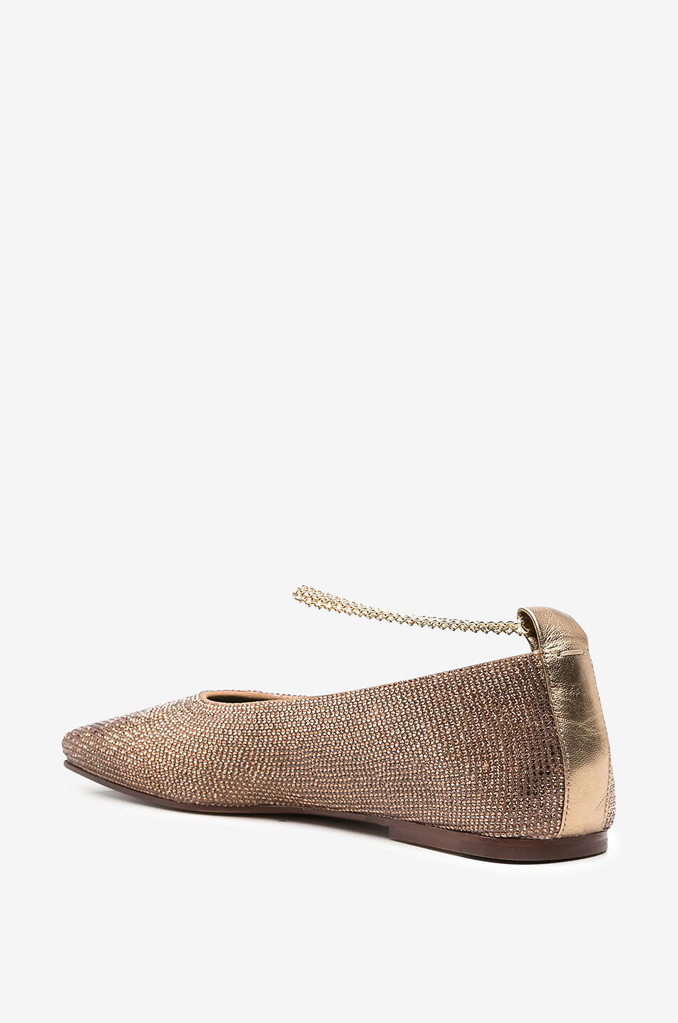 MARIA LUCA Augusta leather and rhinestone ballet flats with chains Women GOLDEN 3