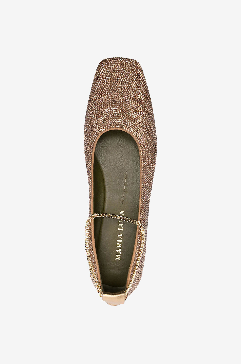 MARIA LUCA Augusta leather and rhinestone ballet flats with chains Women GOLDEN 4