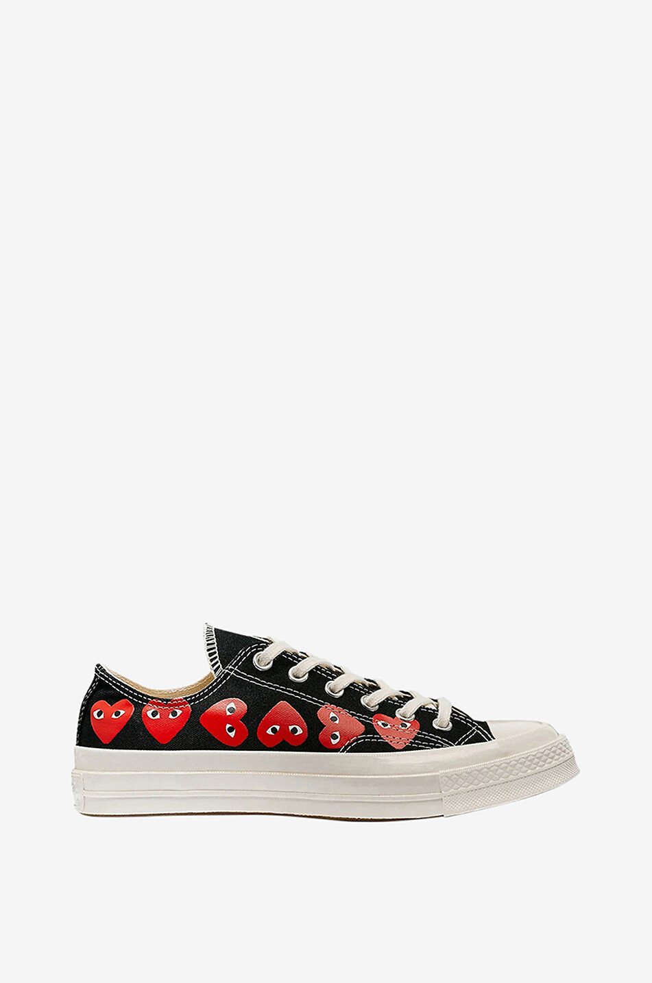 COMME DES GARCONS PLAY Baskets basses à lacets en toile CDG Chuck 70 Multi Hearts Femme NOIR 1