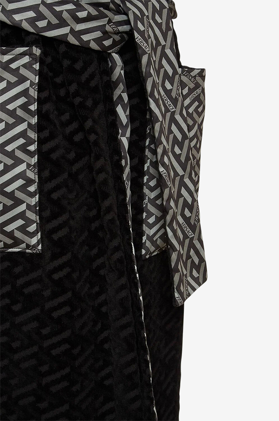VERSACE Peignoir long en coton Greca Signature Femme NOIR 3