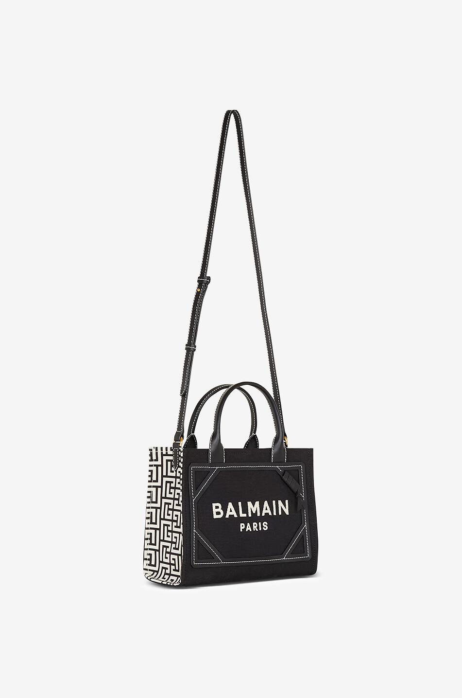BALMAIN B-Army monogram canvas and leather tote bag Women BLACK 3
