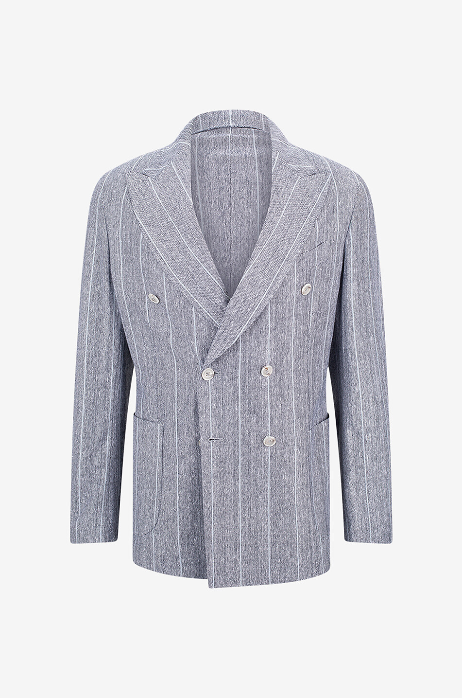 Zweireihiger Nadelstreifenblazer aus Leinen und Baumwolle