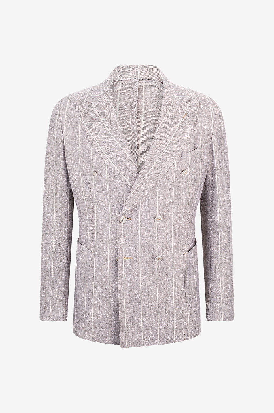 Zweireihiger Nadelstreifenblazer aus Leinen und Baumwolle