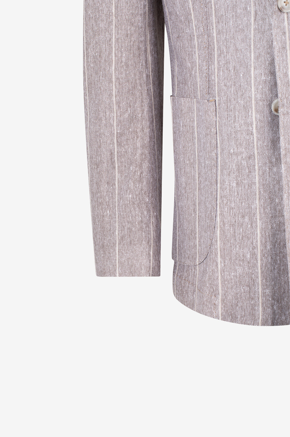 Zweireihiger Nadelstreifenblazer aus Leinen und Baumwolle