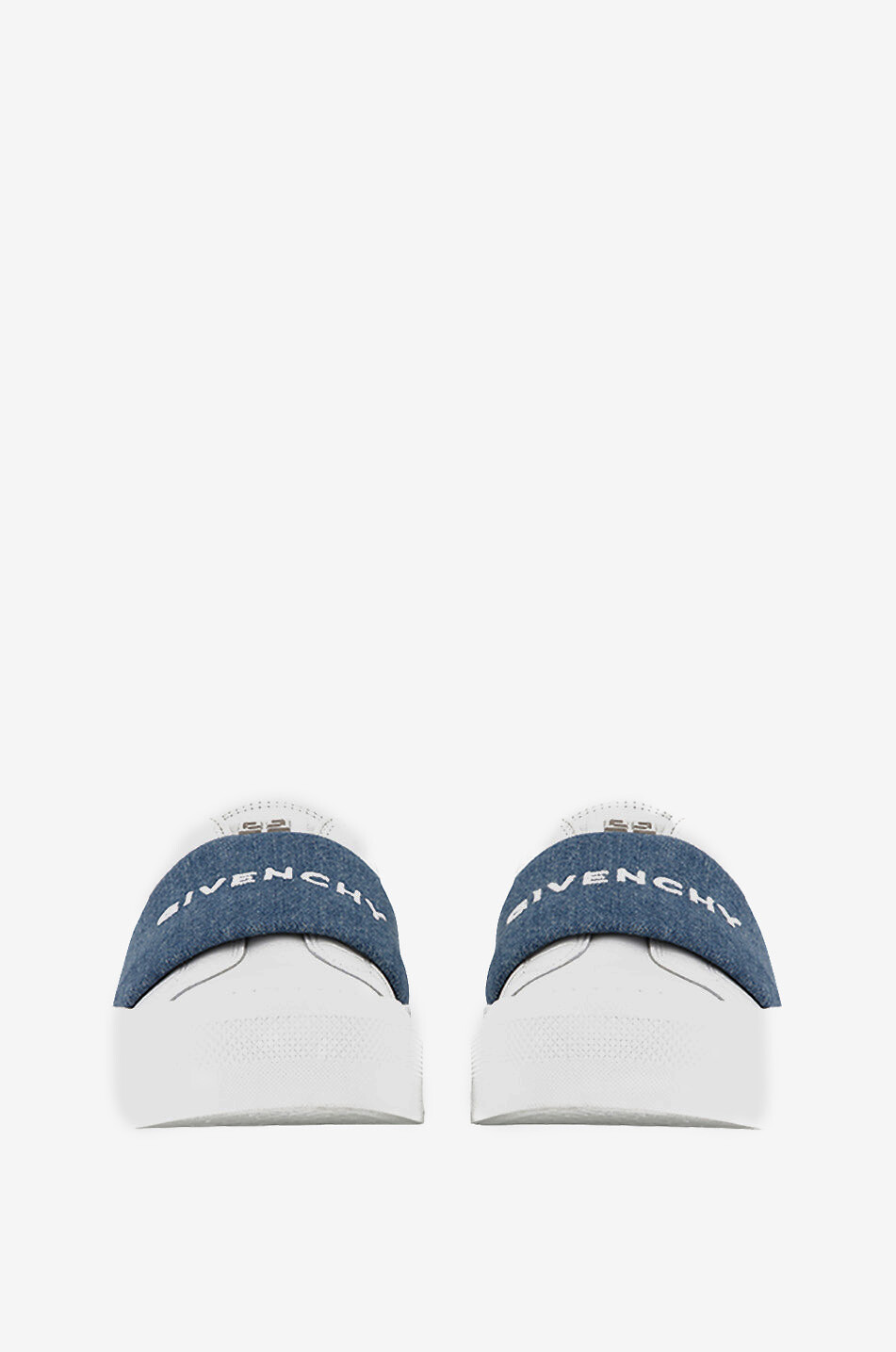 Niedrige Slip-On-Sneakers aus Leder und Denim City Sport