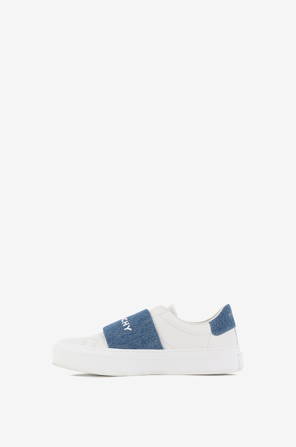 Niedrige Slip-On-Sneakers aus Leder und Denim City Sport