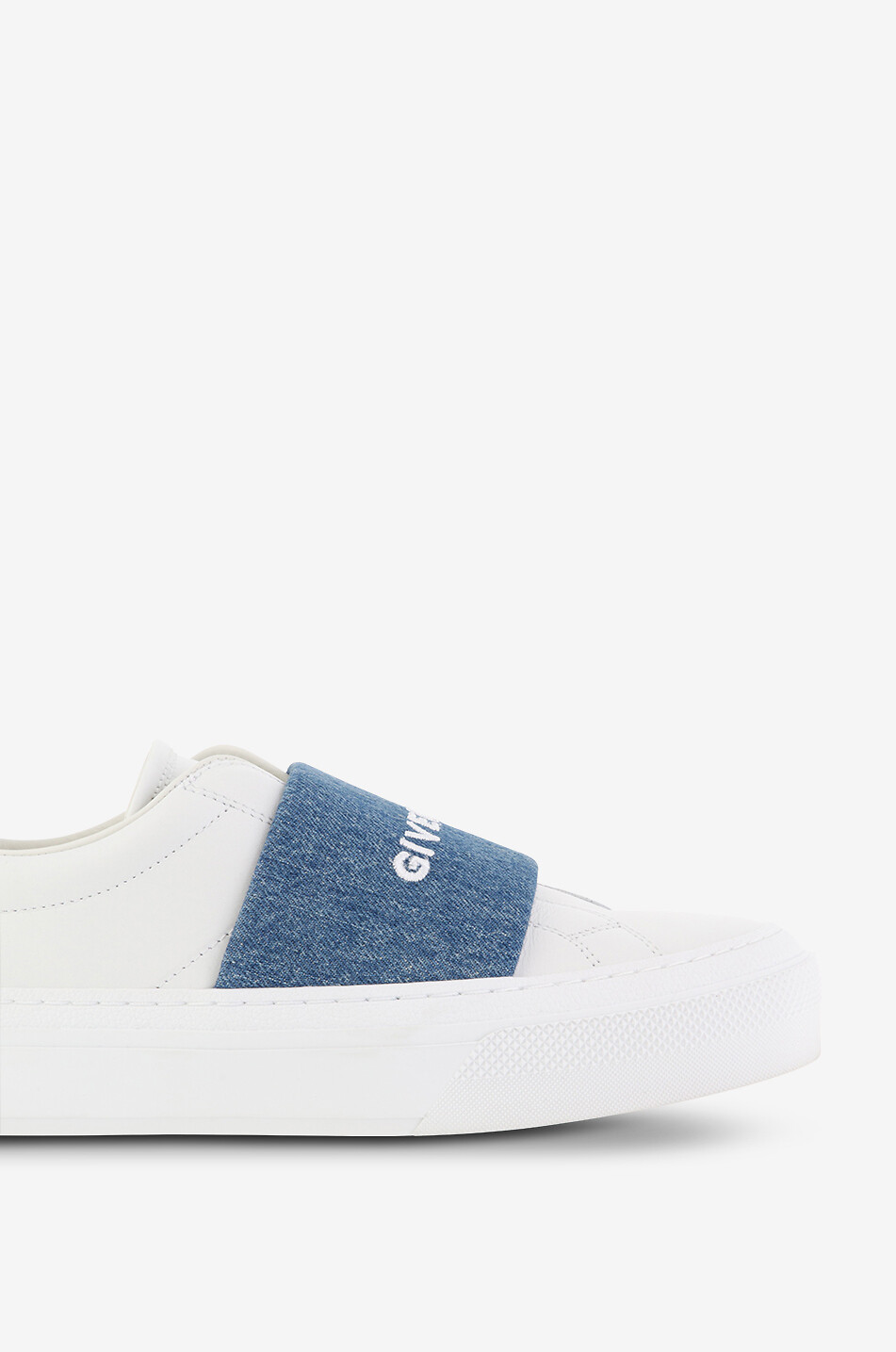 Niedrige Slip-On-Sneakers aus Leder und Denim City Sport