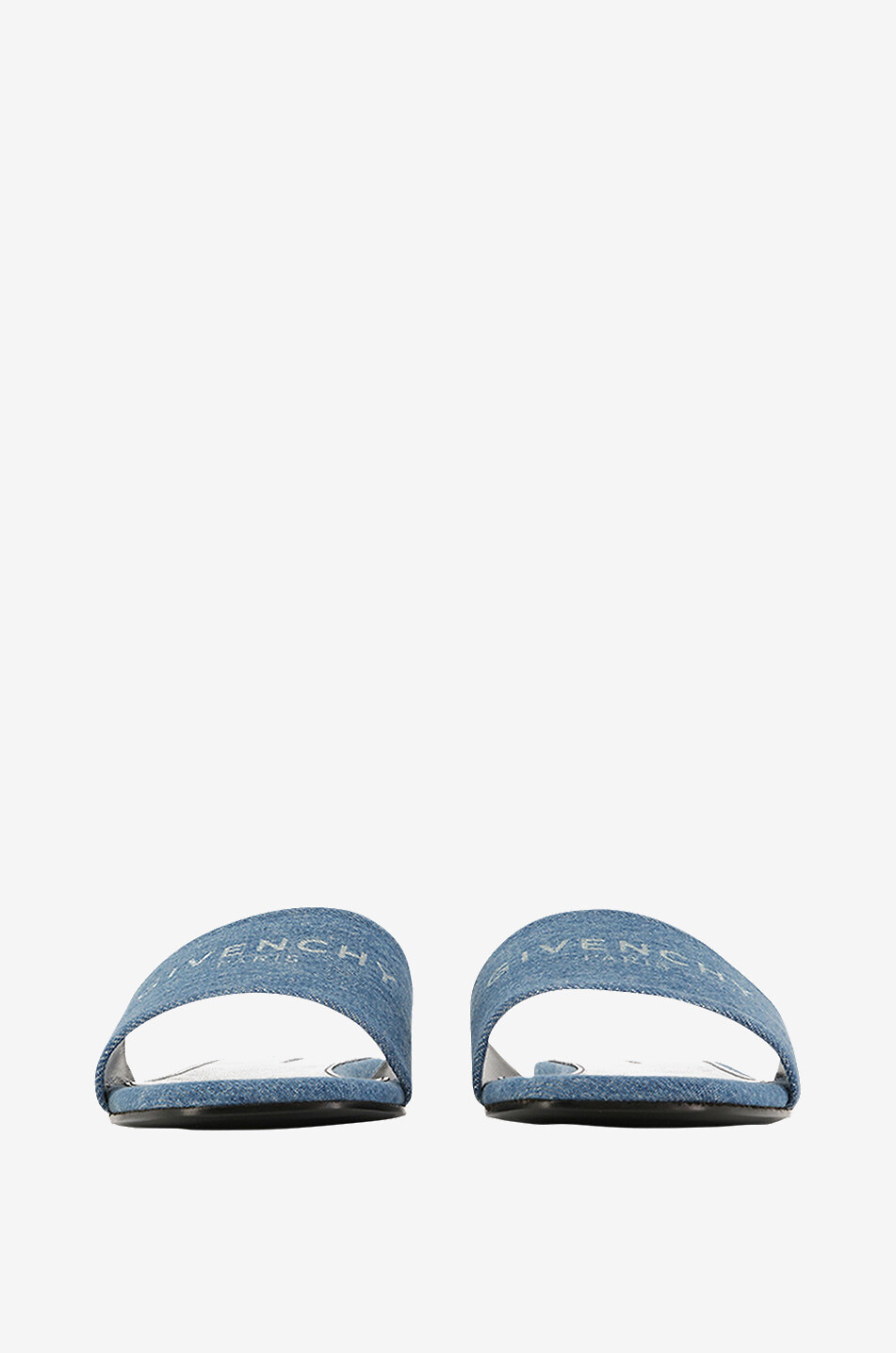 Flache ausgewaschene Denim-Pantoletten mit Print GIVENCHY