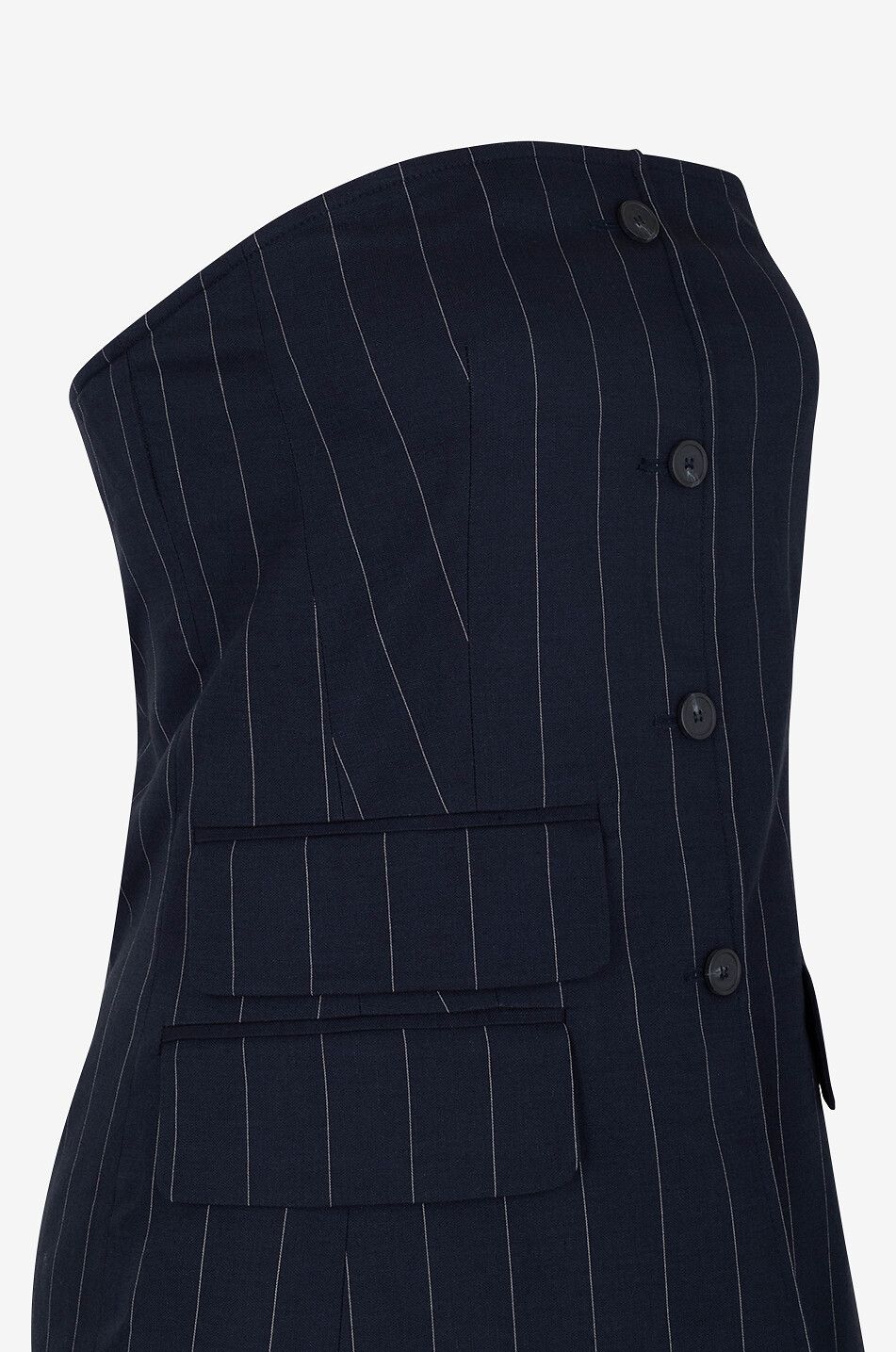 THE FRANKIE SHOP Schulterfreie Weste aus Leinen und Baumwolle Sunny Damen DUNKELBLAU 4