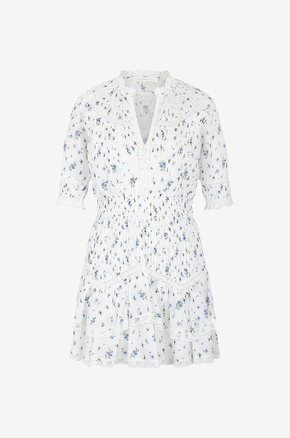 LOVESHACKFANCY Clovis cotton v-neckline mini dress Women BLUE 1