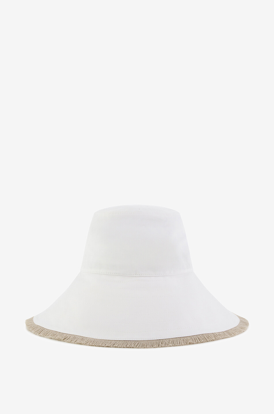 Chapeau cloche à bord large effiloché