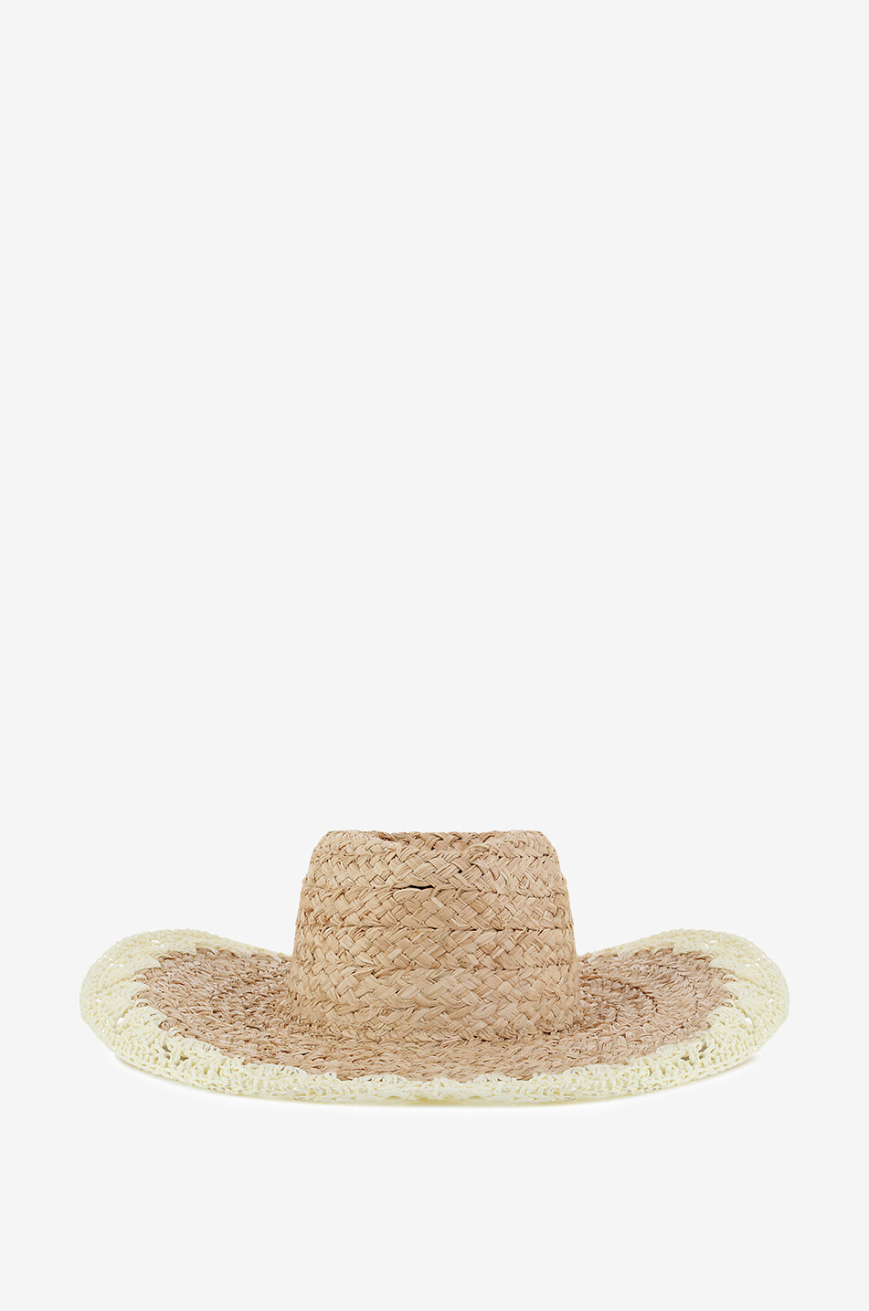 Large-brimmed crochet detail hat