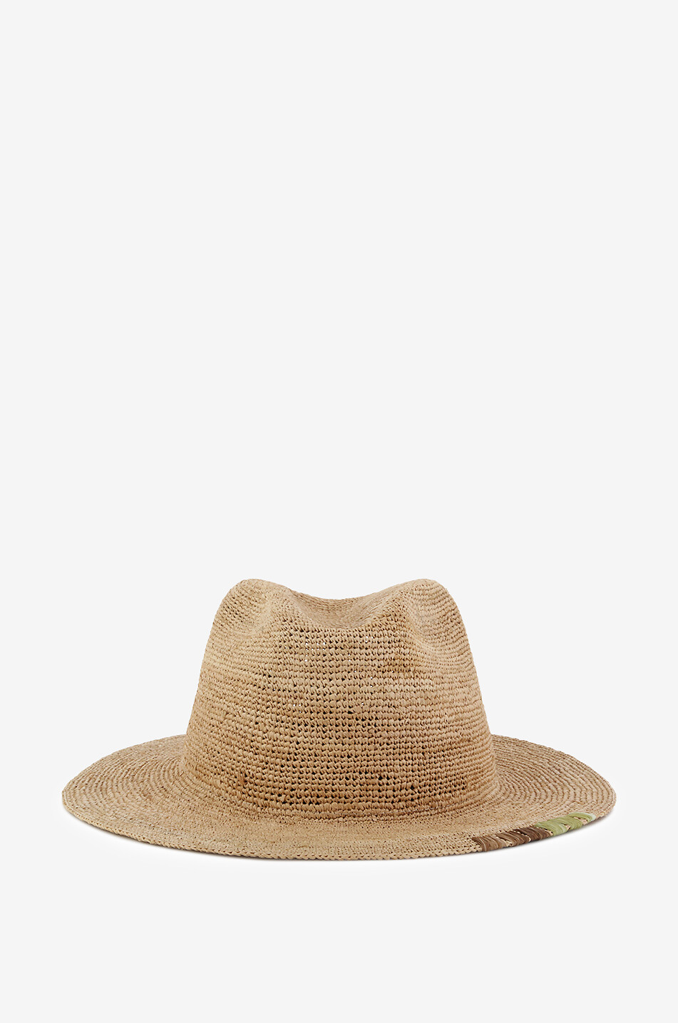 Raffia Fedora hat with embroideries