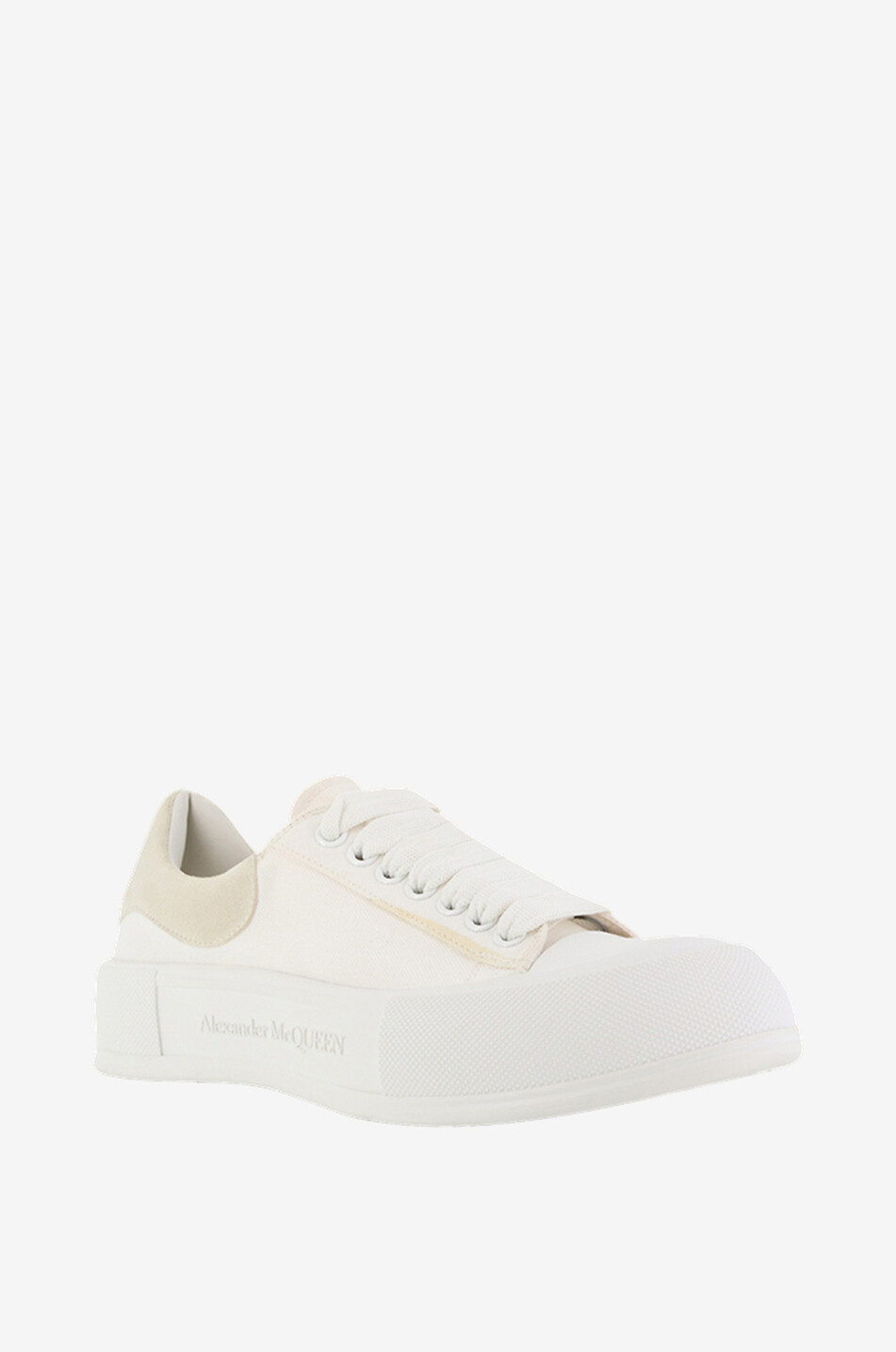 ALEXANDER McQUEEN Deck Plimsoll low-top lace-up canvas sneakers Men WHITE 1