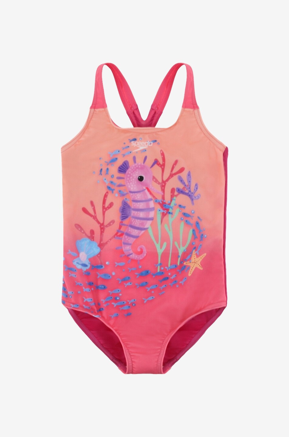 SPEEDO Badeanzug für kleine Mädchen Water Explorers Seepferdchen Unisex ROSA 1